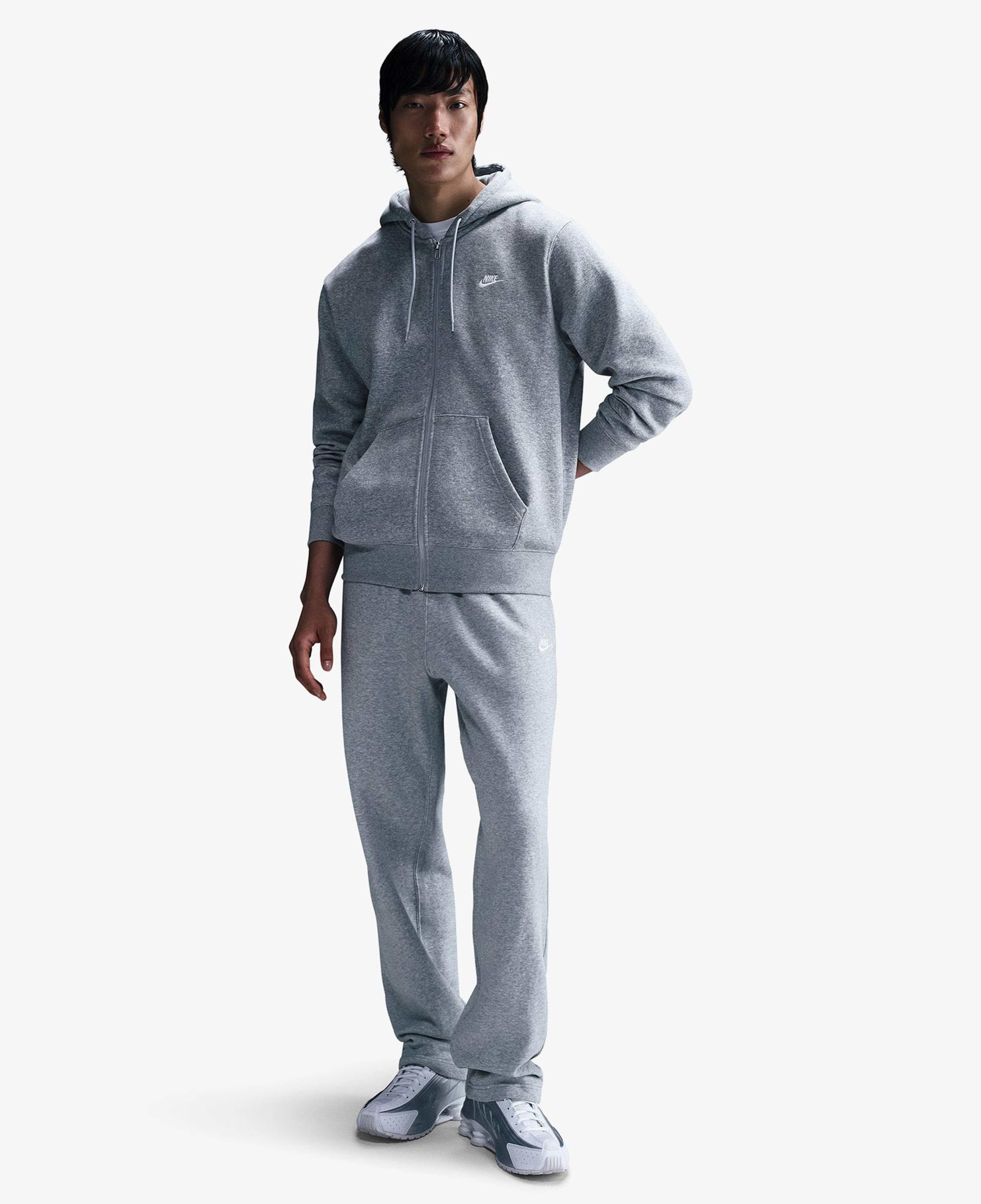 Nike Club Erkek Gri Kapüşonlu Hoodie