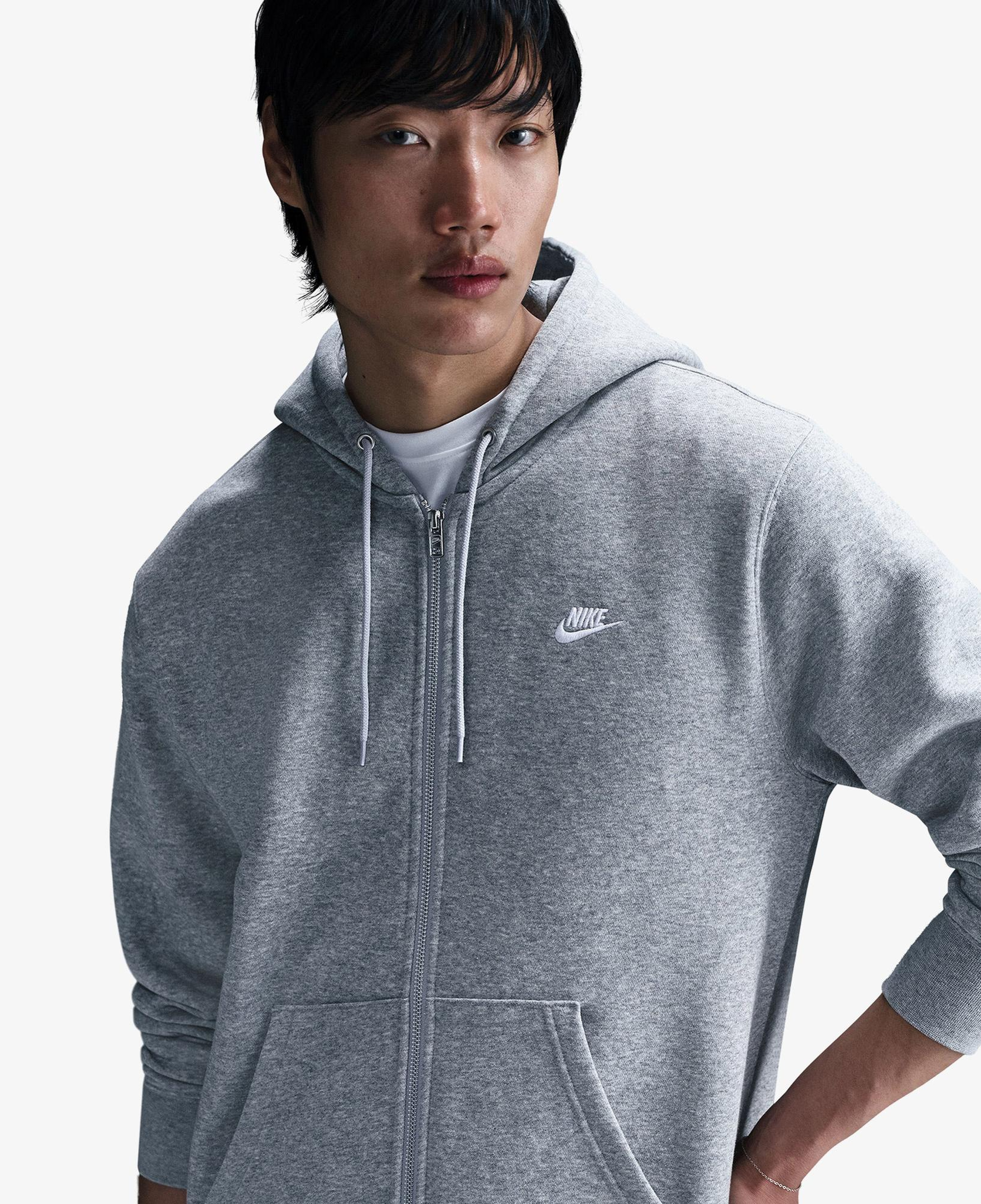 Nike Club Erkek Gri Kapüşonlu Hoodie