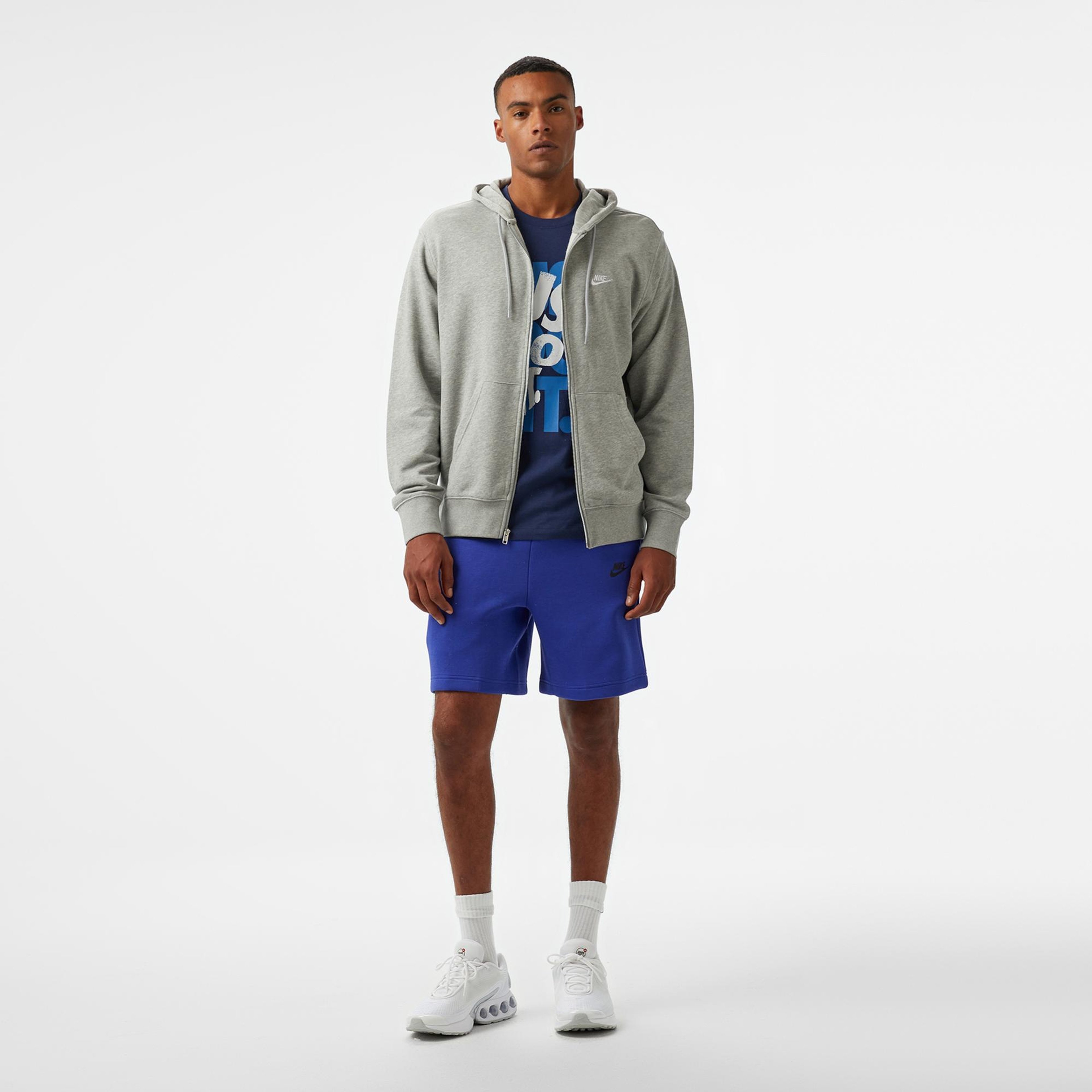 Nike Club Fleece Erkek Gri Hoodie