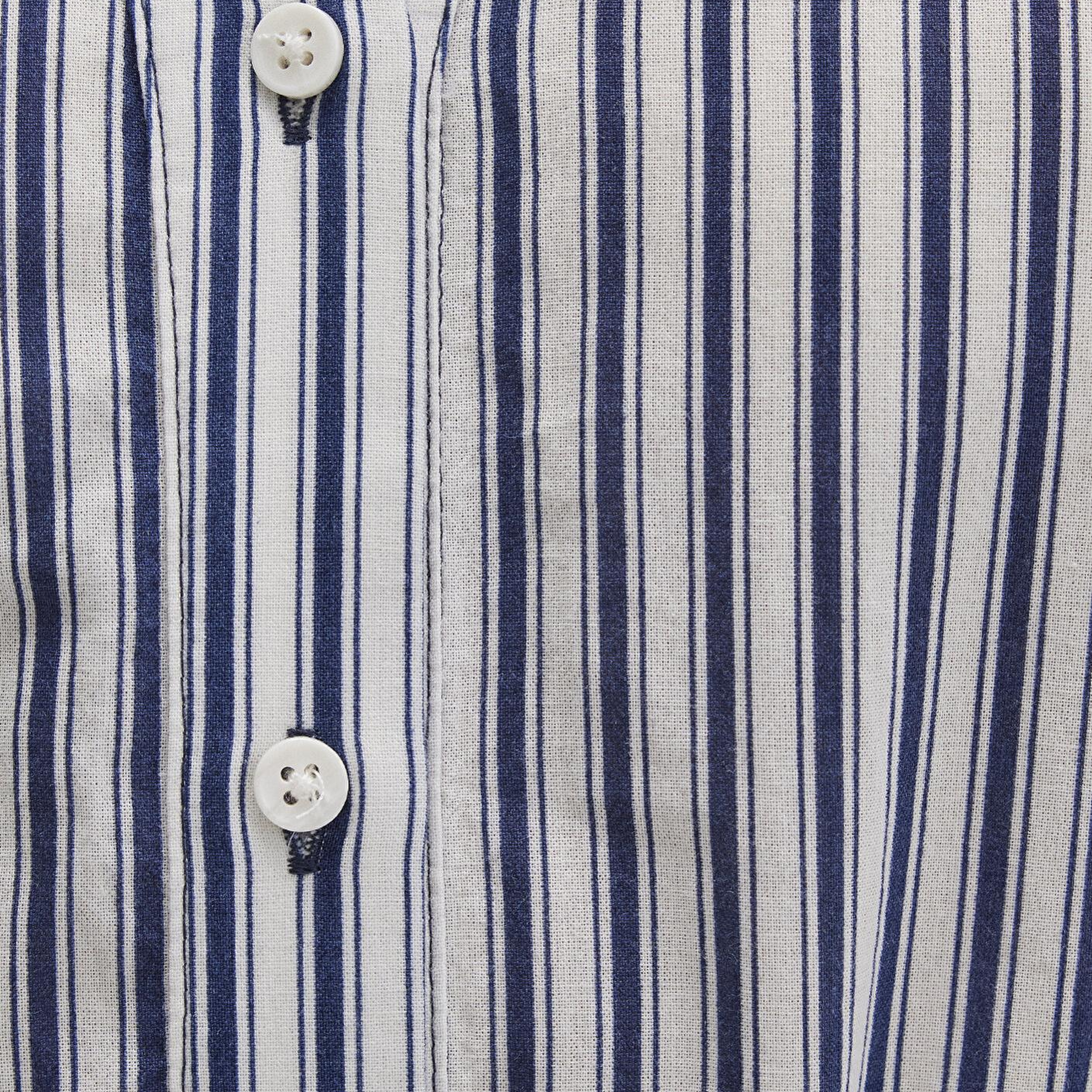 Mavi Çizgili Beli Bağcıklı Mini Elbise 1310763-91086