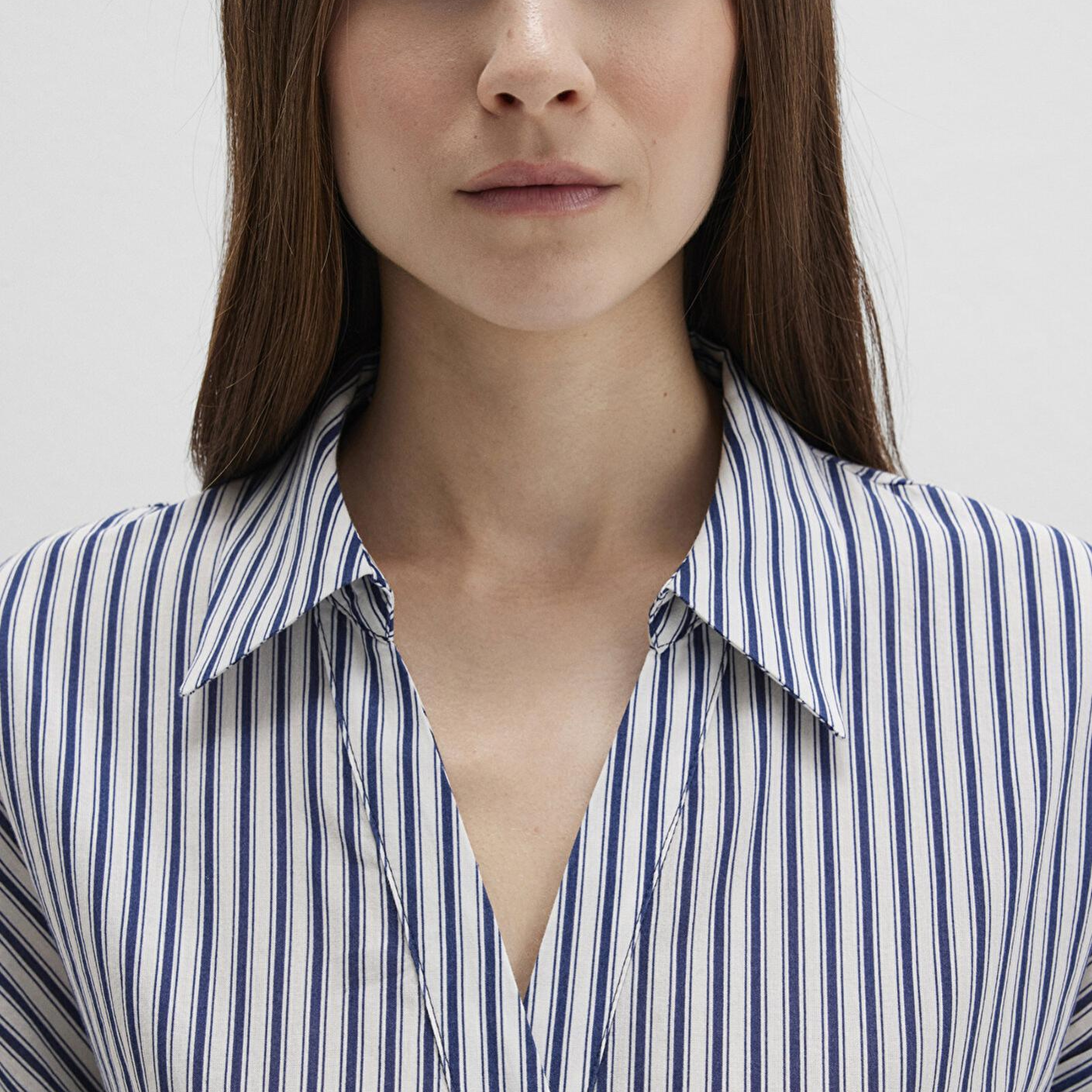 Mavi Çizgili Beli Bağcıklı Mini Elbise 1310763-91086