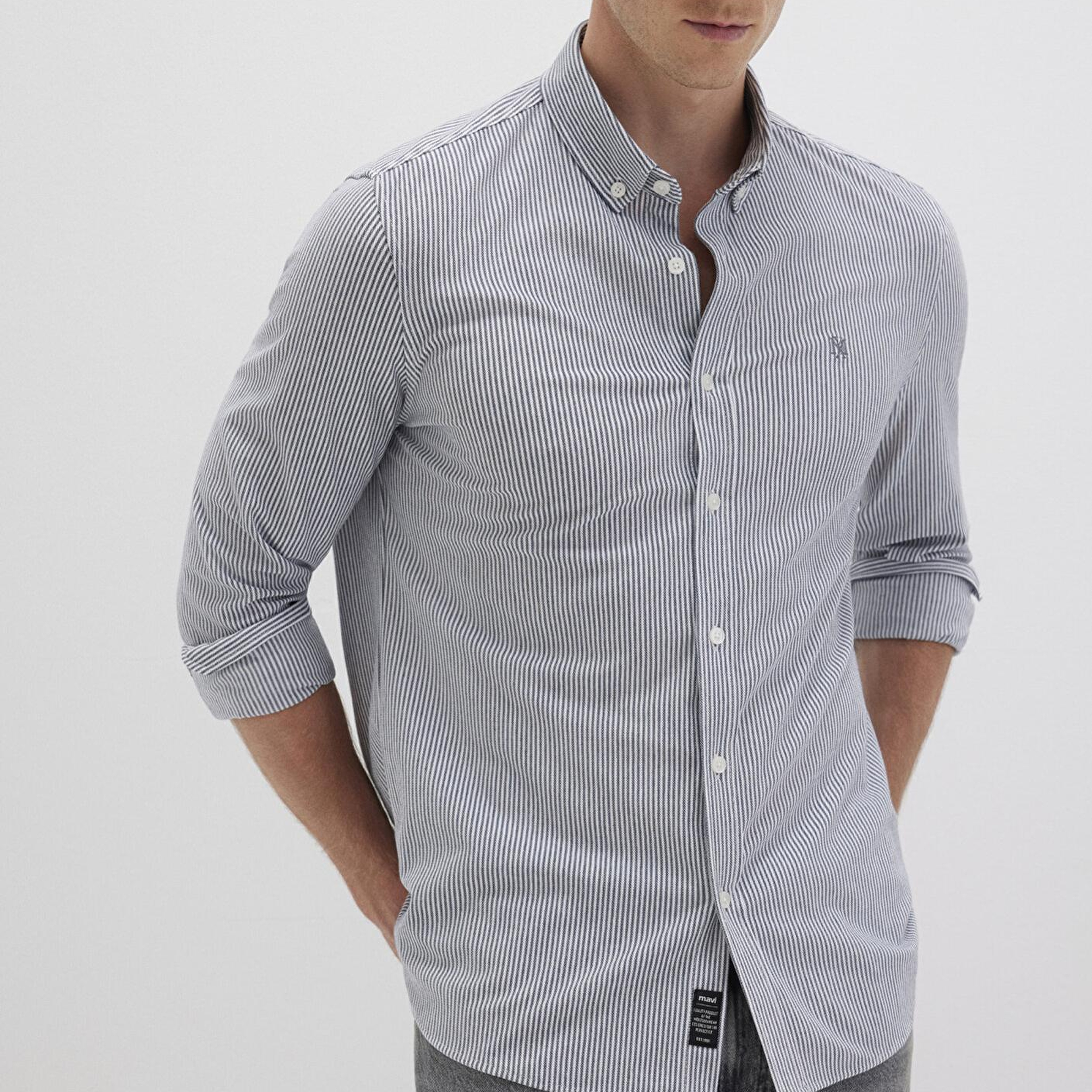 Mavi Çizgili Lacivert Gömlek Slim Fit / Dar Kesim 0211402-91331