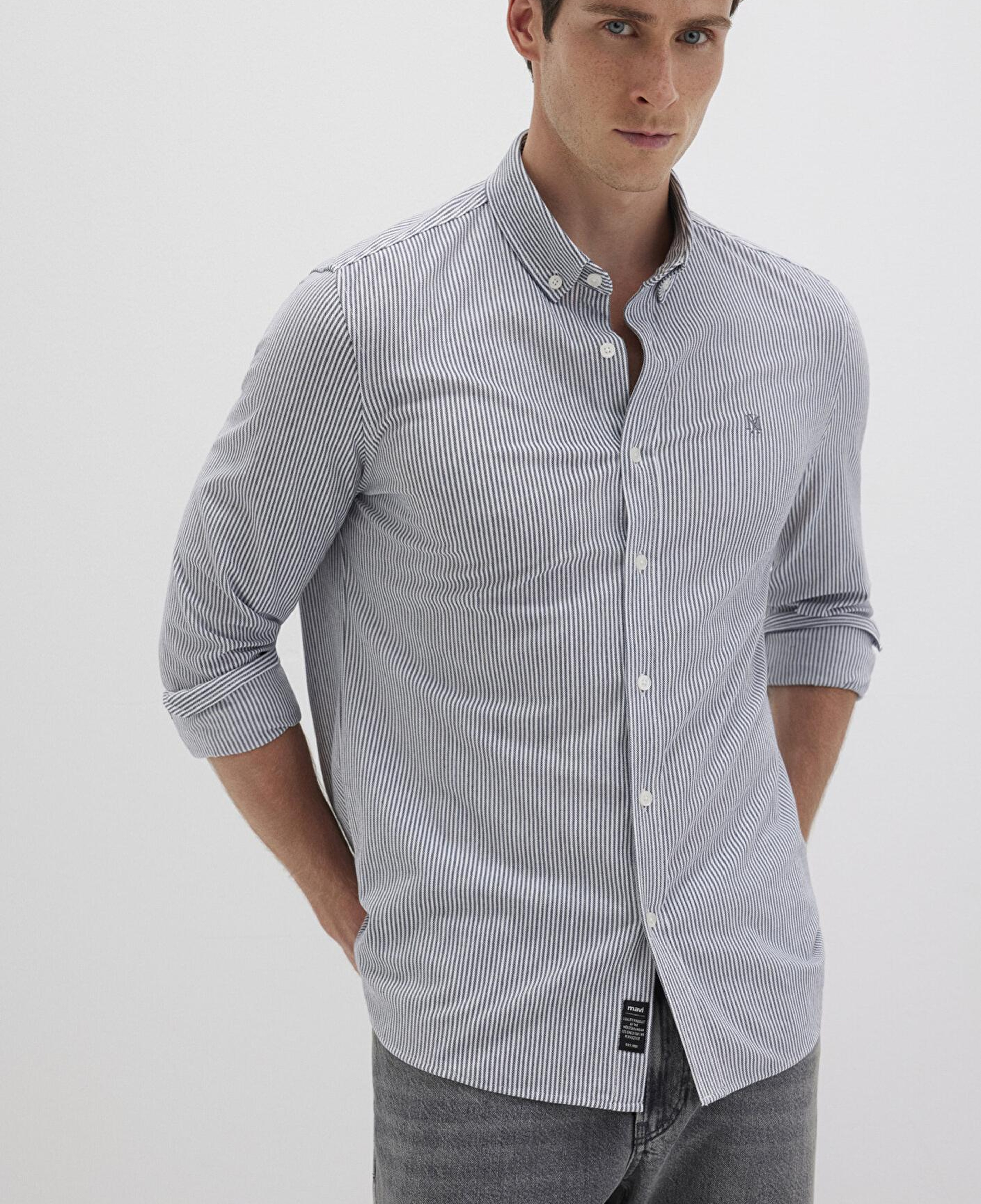 Mavi Çizgili Lacivert Gömlek Slim Fit / Dar Kesim 0211402-91331