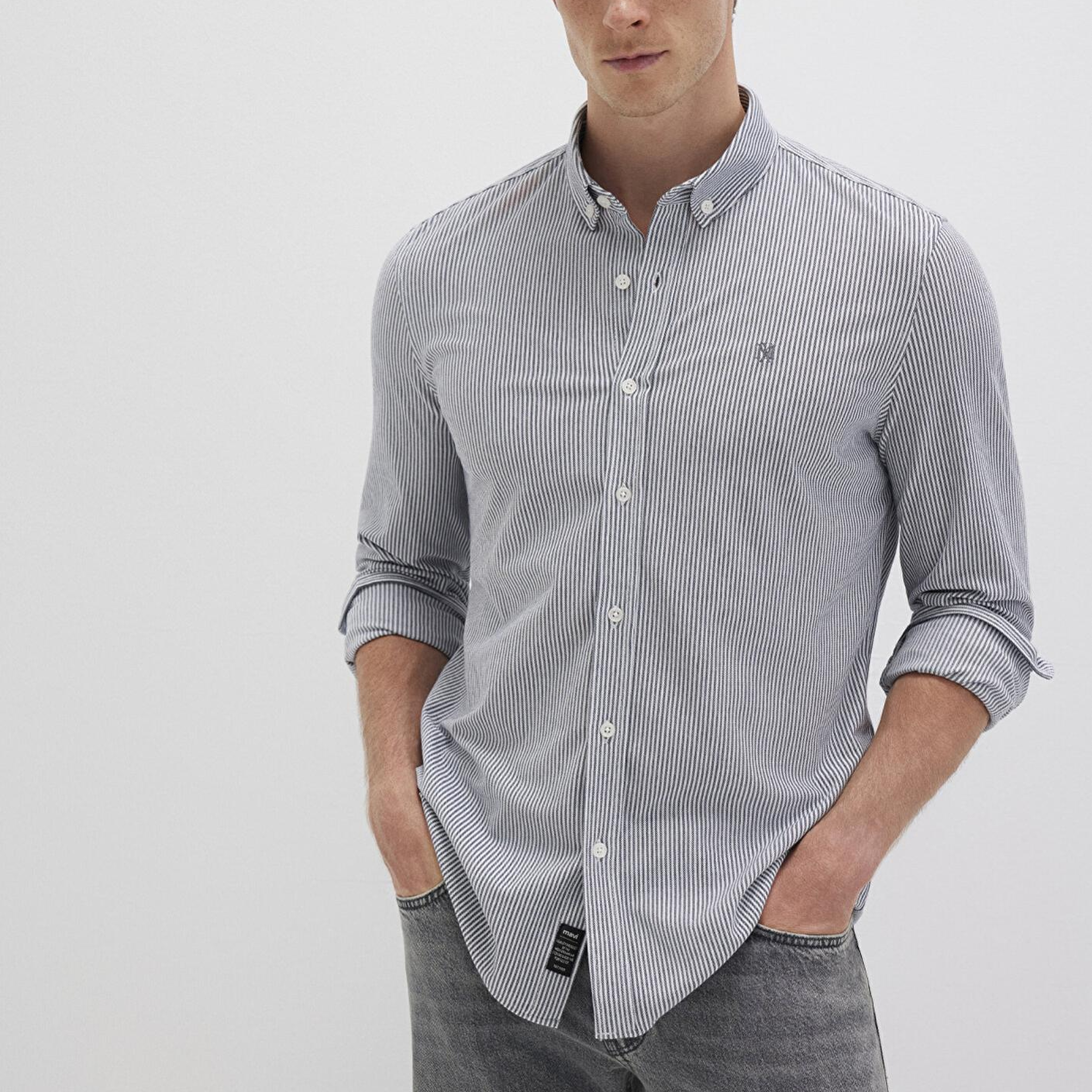 Mavi Çizgili Lacivert Gömlek Slim Fit / Dar Kesim 0211402-91331