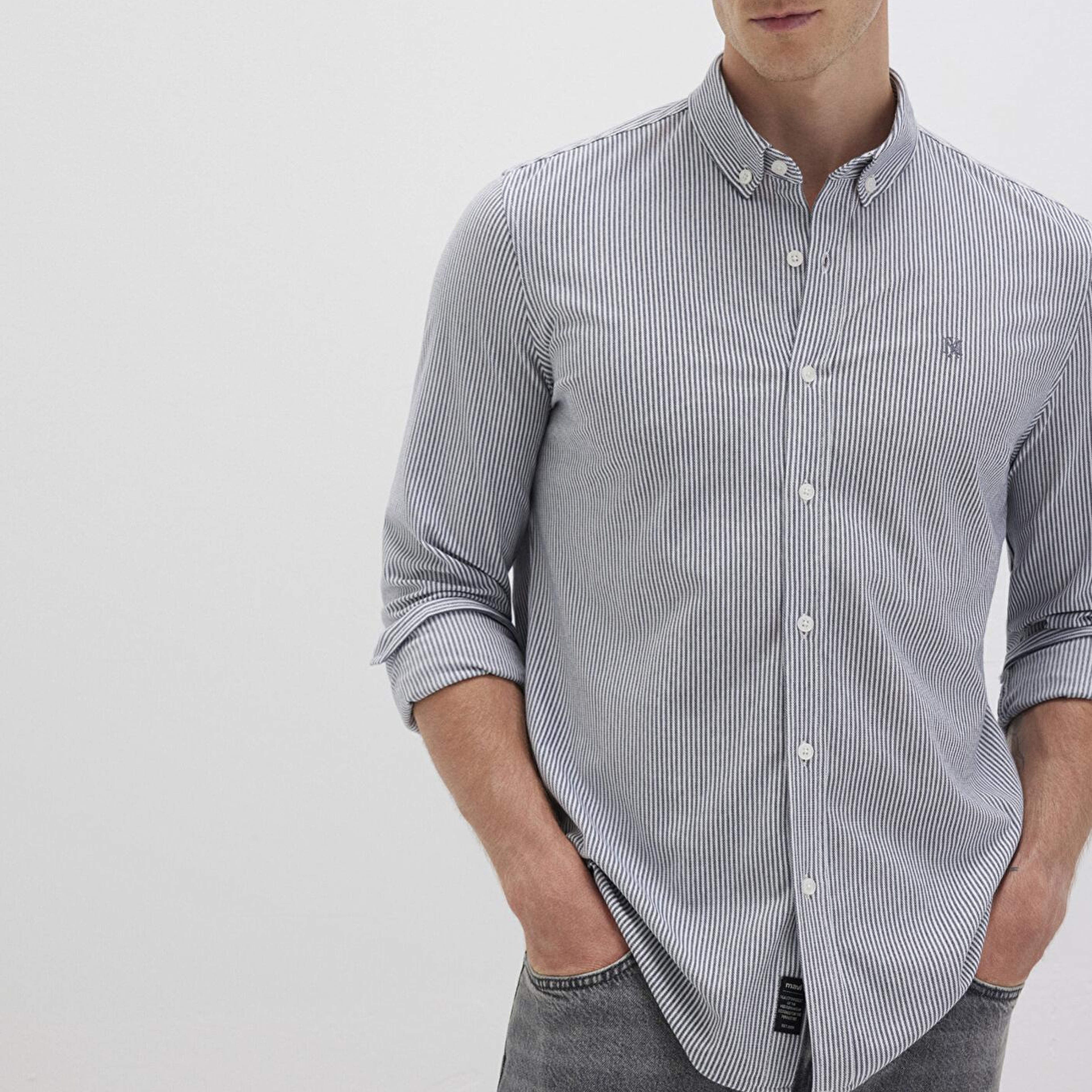 Mavi Çizgili Lacivert Gömlek Slim Fit / Dar Kesim 0211402-91331