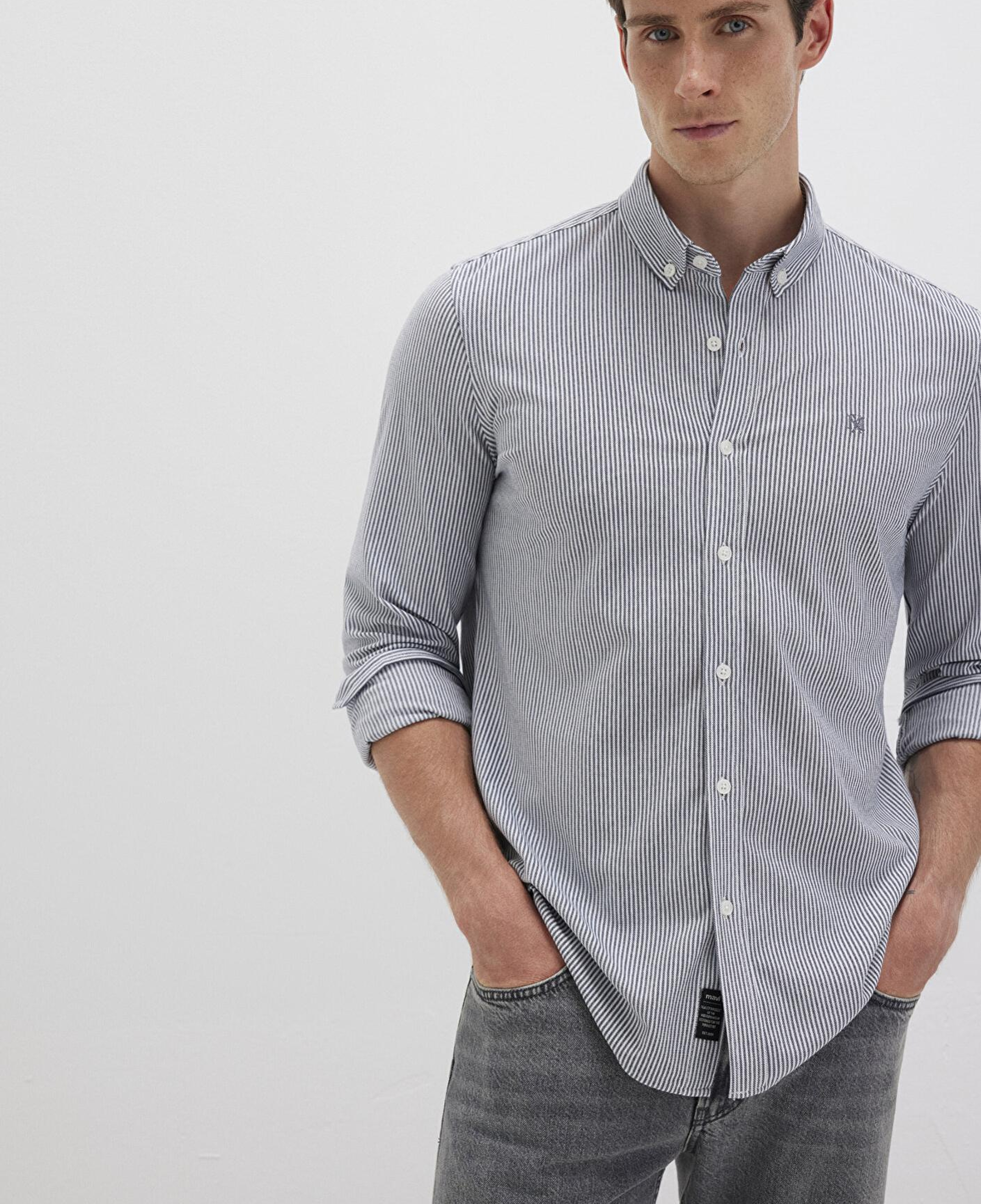 Mavi Çizgili Lacivert Gömlek Slim Fit / Dar Kesim 0211402-91331