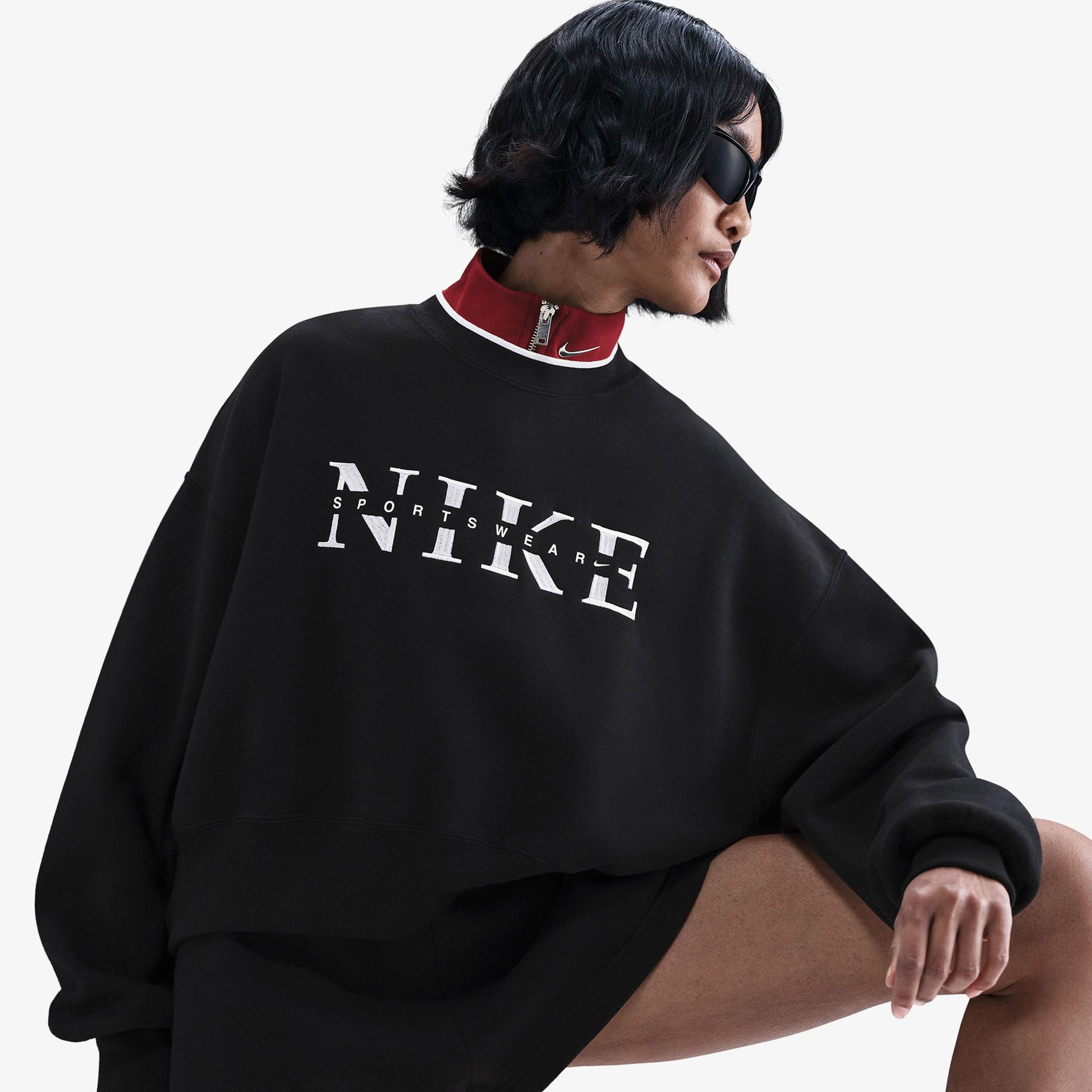 Nike Sportswear Phoenix Fleece Kadın Siyah Sweatshirt