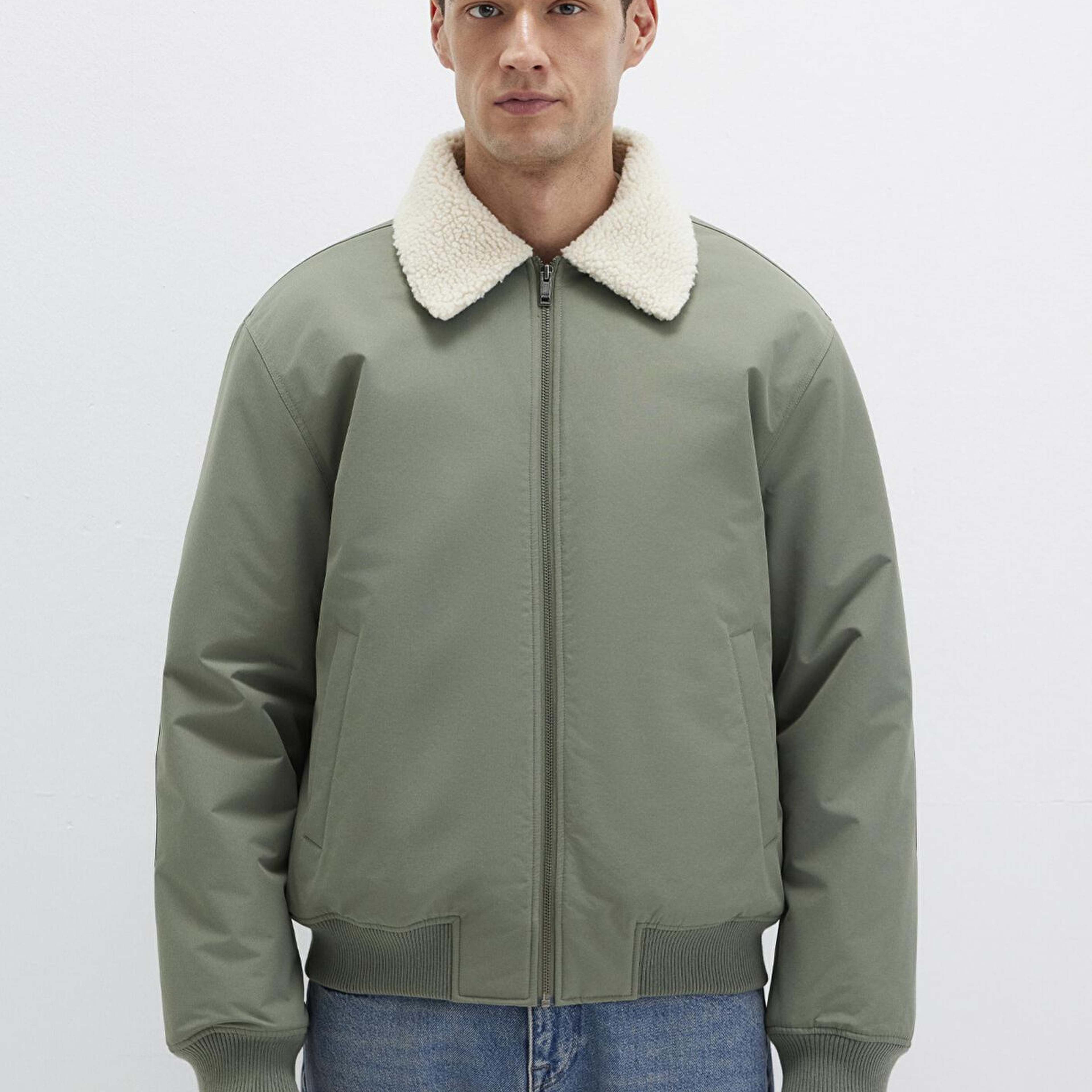 Mavi Suni Kürk Detaylı Haki Ceket Loose Fit / Bol Rahat Kesim 0110665-80692