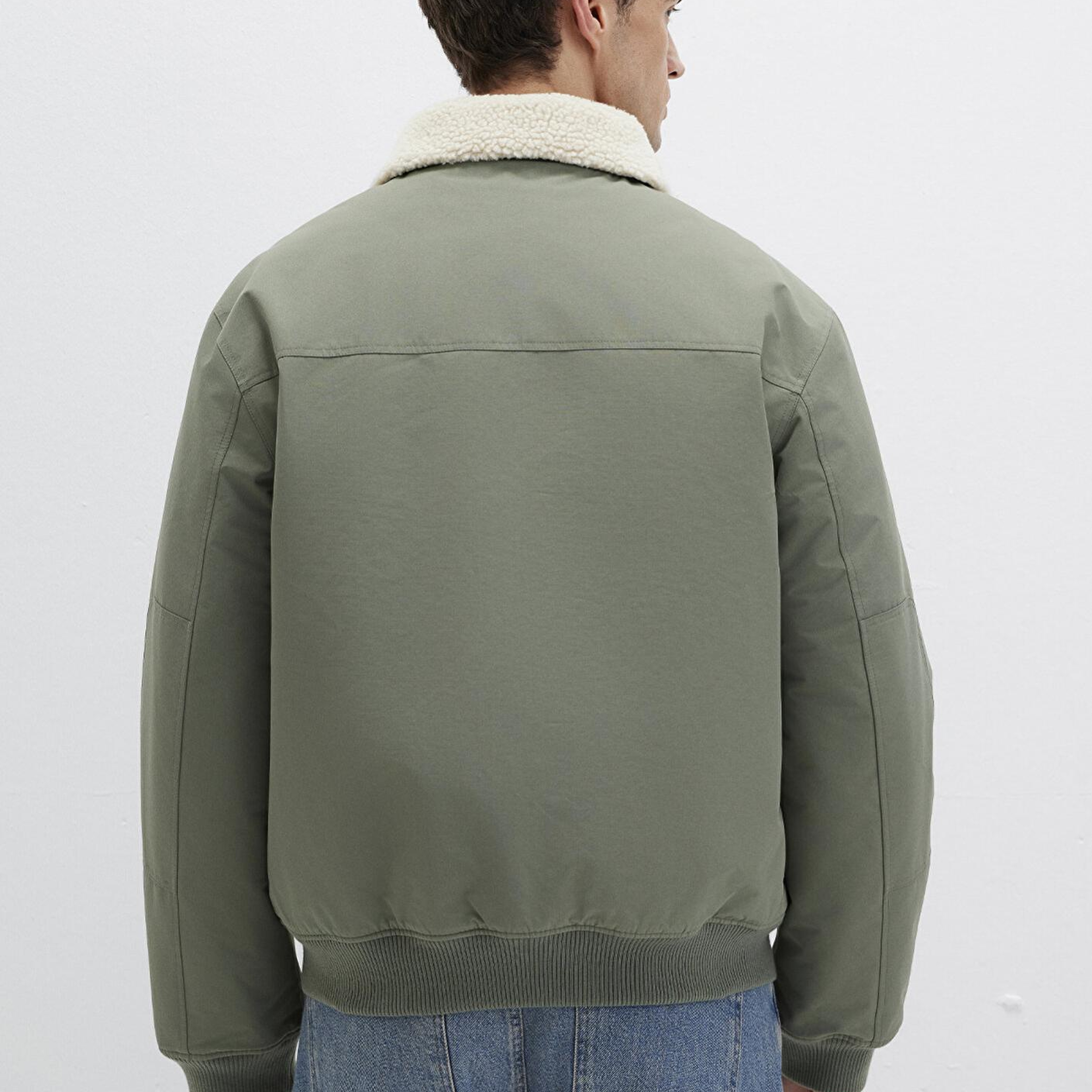 Mavi Suni Kürk Detaylı Haki Ceket Loose Fit / Bol Rahat Kesim 0110665-80692