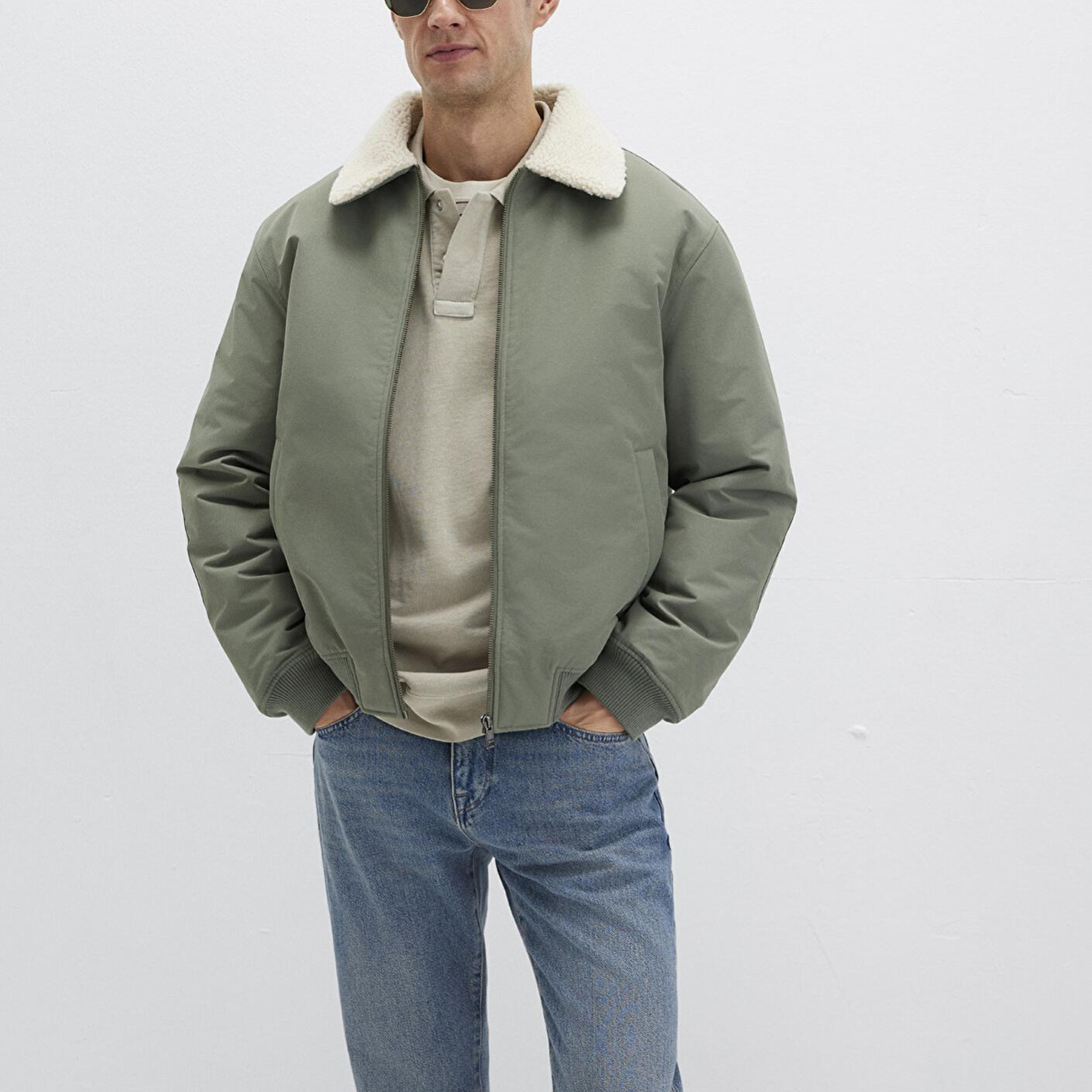 Mavi Suni Kürk Detaylı Haki Ceket Loose Fit / Bol Rahat Kesim 0110665-80692