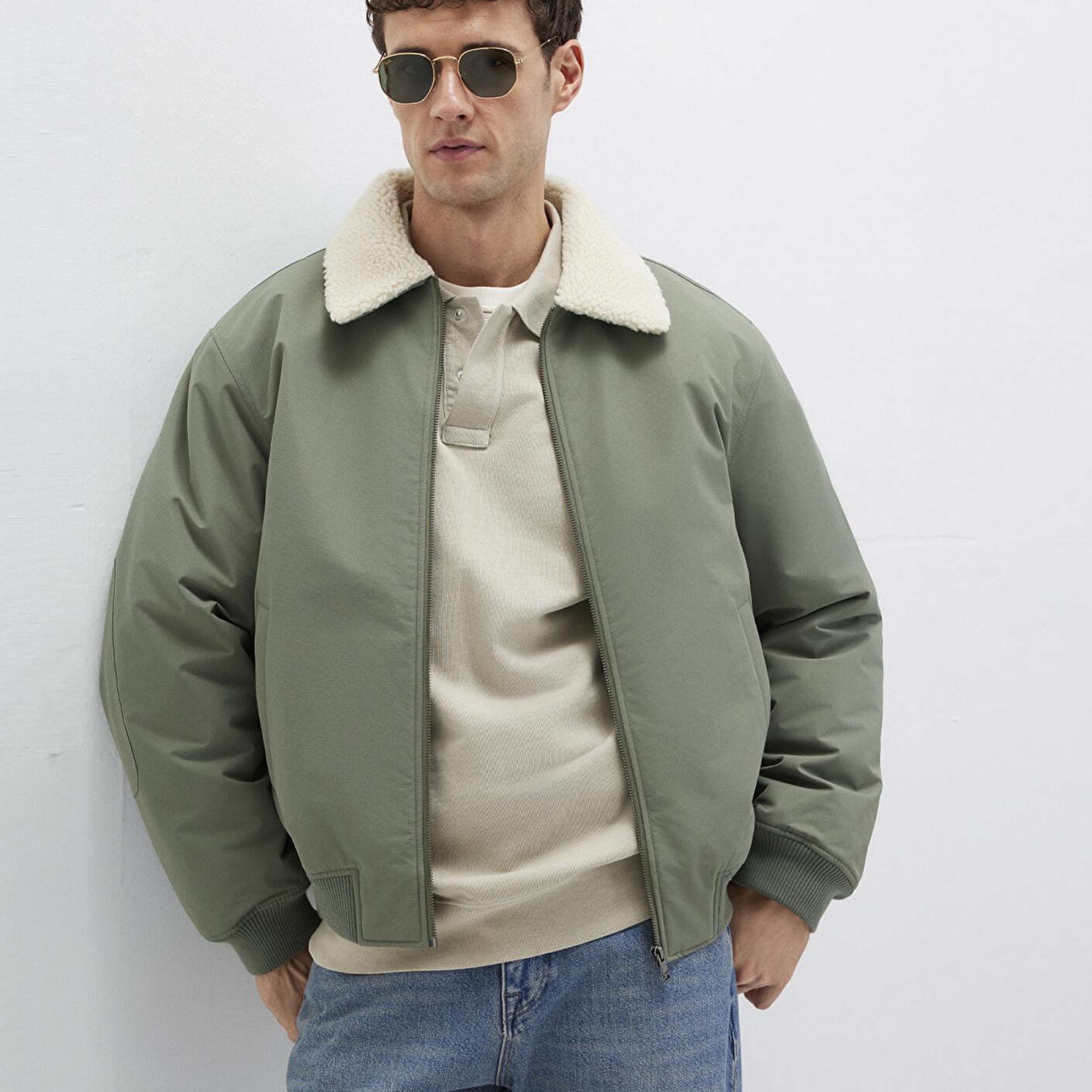 Mavi Suni Kürk Detaylı Haki Ceket Loose Fit / Bol Rahat Kesim 0110665-80692