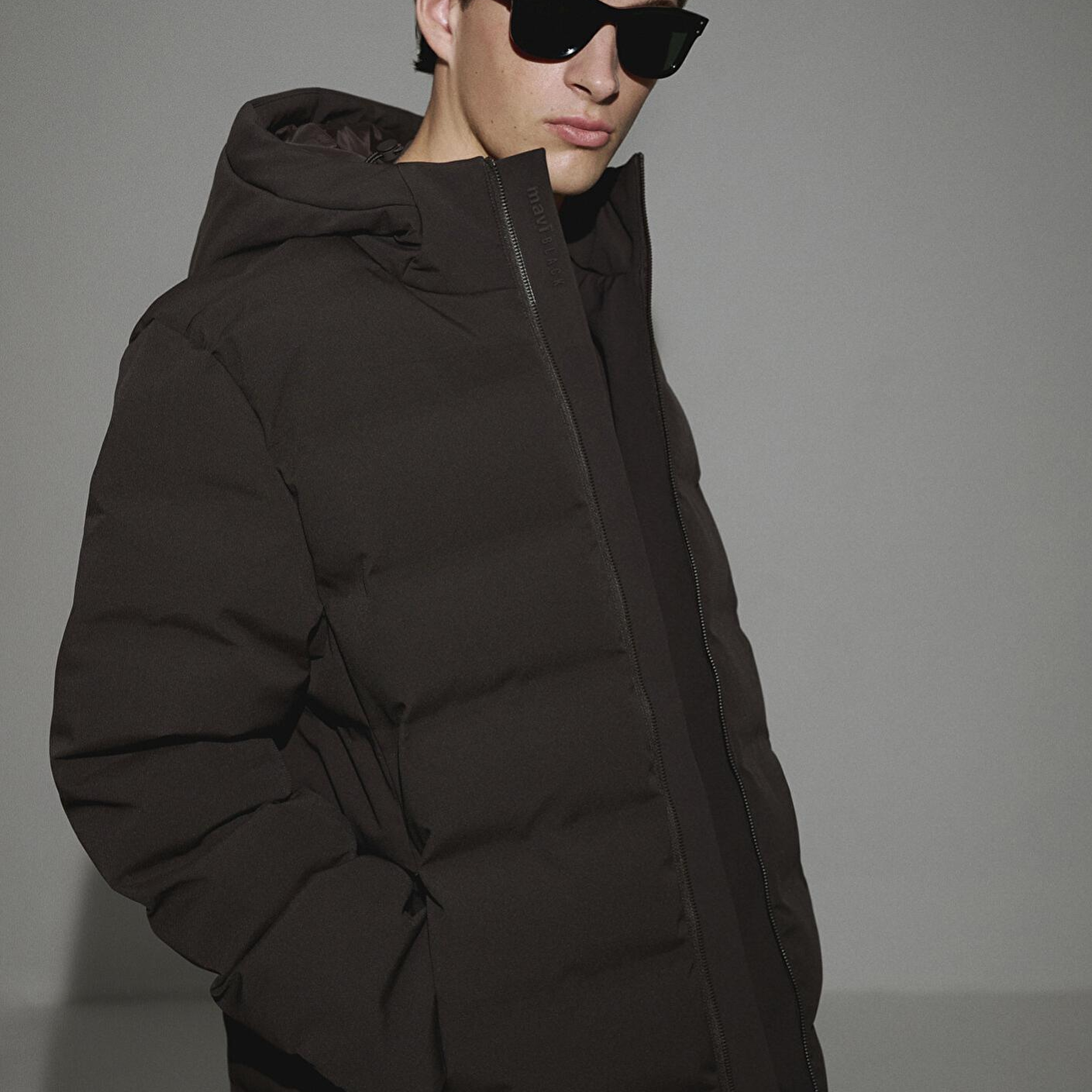 Mavi Kapüşonlu Kahverengi Şişme Mont 0110652-70219