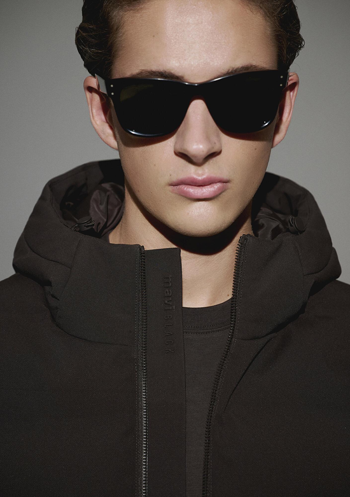 Mavi Kapüşonlu Kahverengi Şişme Mont 0110652-70219