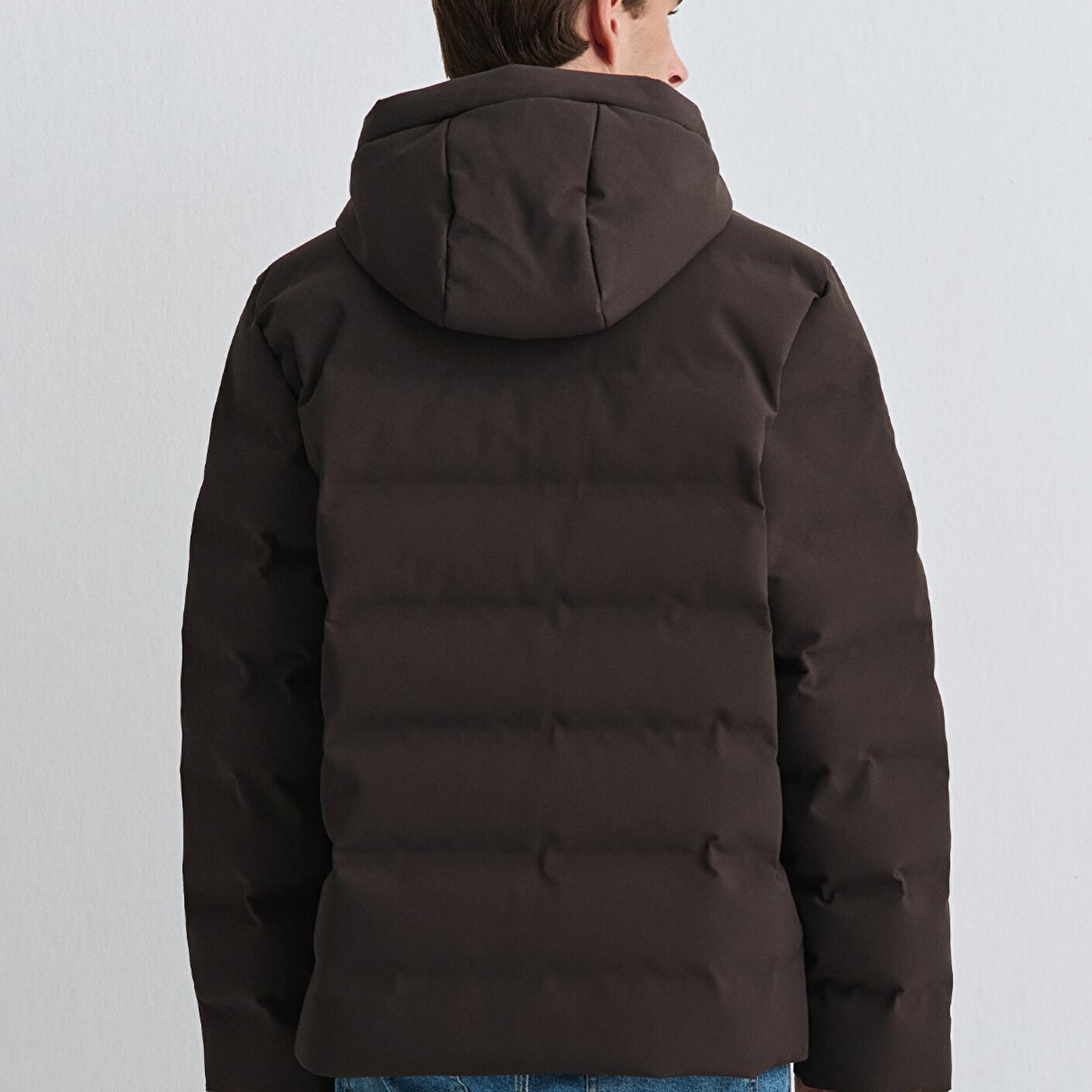 Mavi Kapüşonlu Kahverengi Şişme Mont 0110652-70219