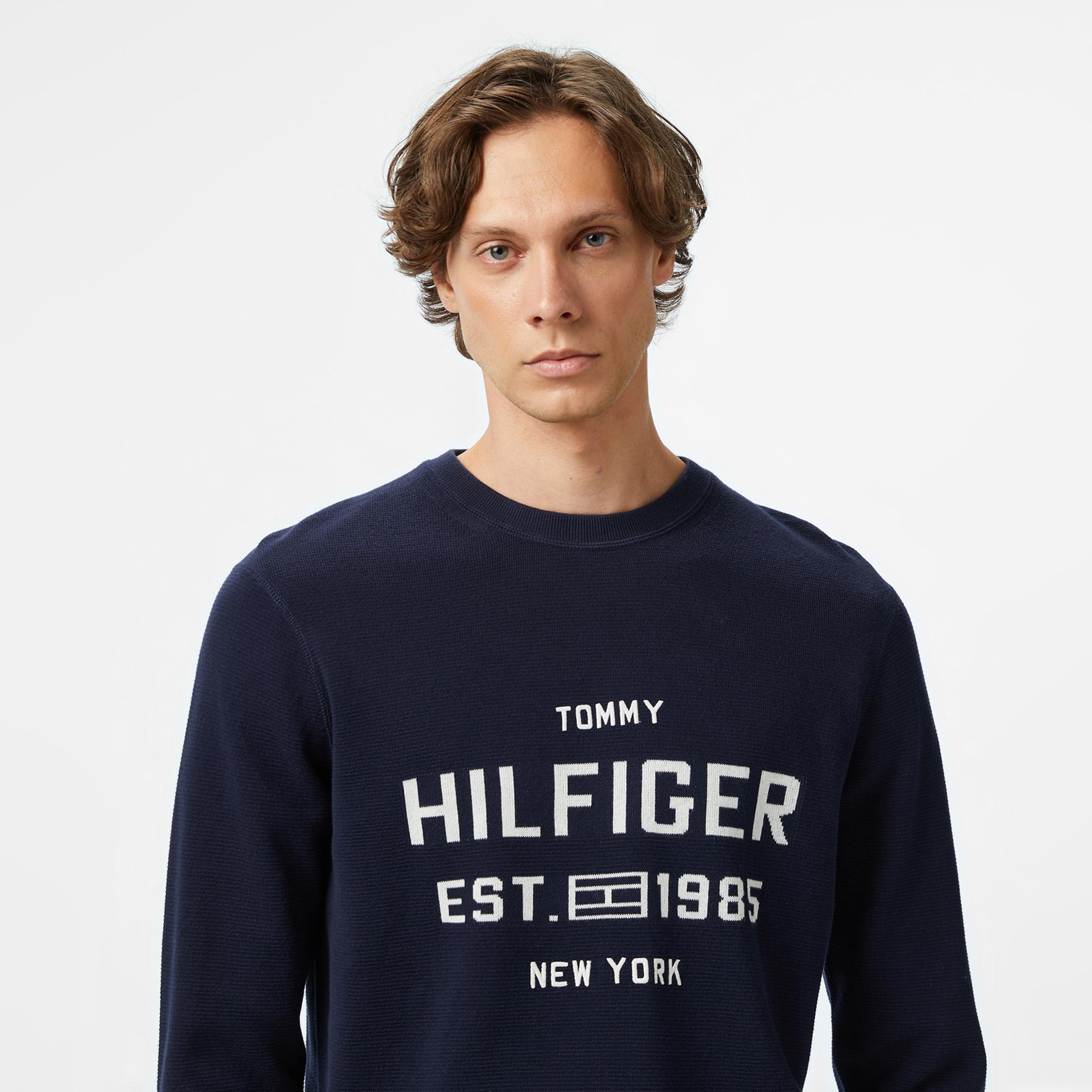 Tommy Hilfiger Athleisure Varsity Erkek Lacivert Kazak