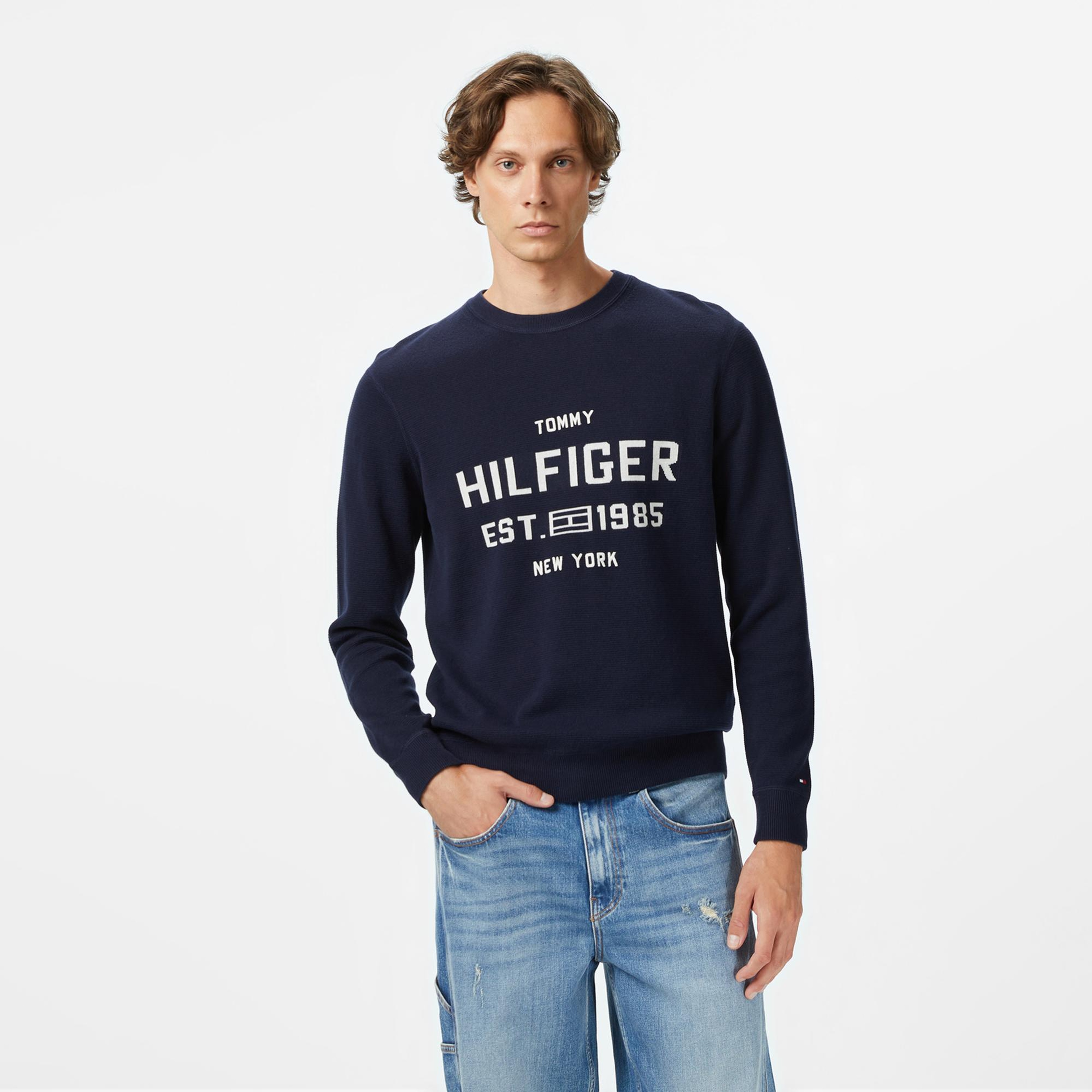 Tommy Hilfiger Athleisure Varsity Erkek Lacivert Kazak