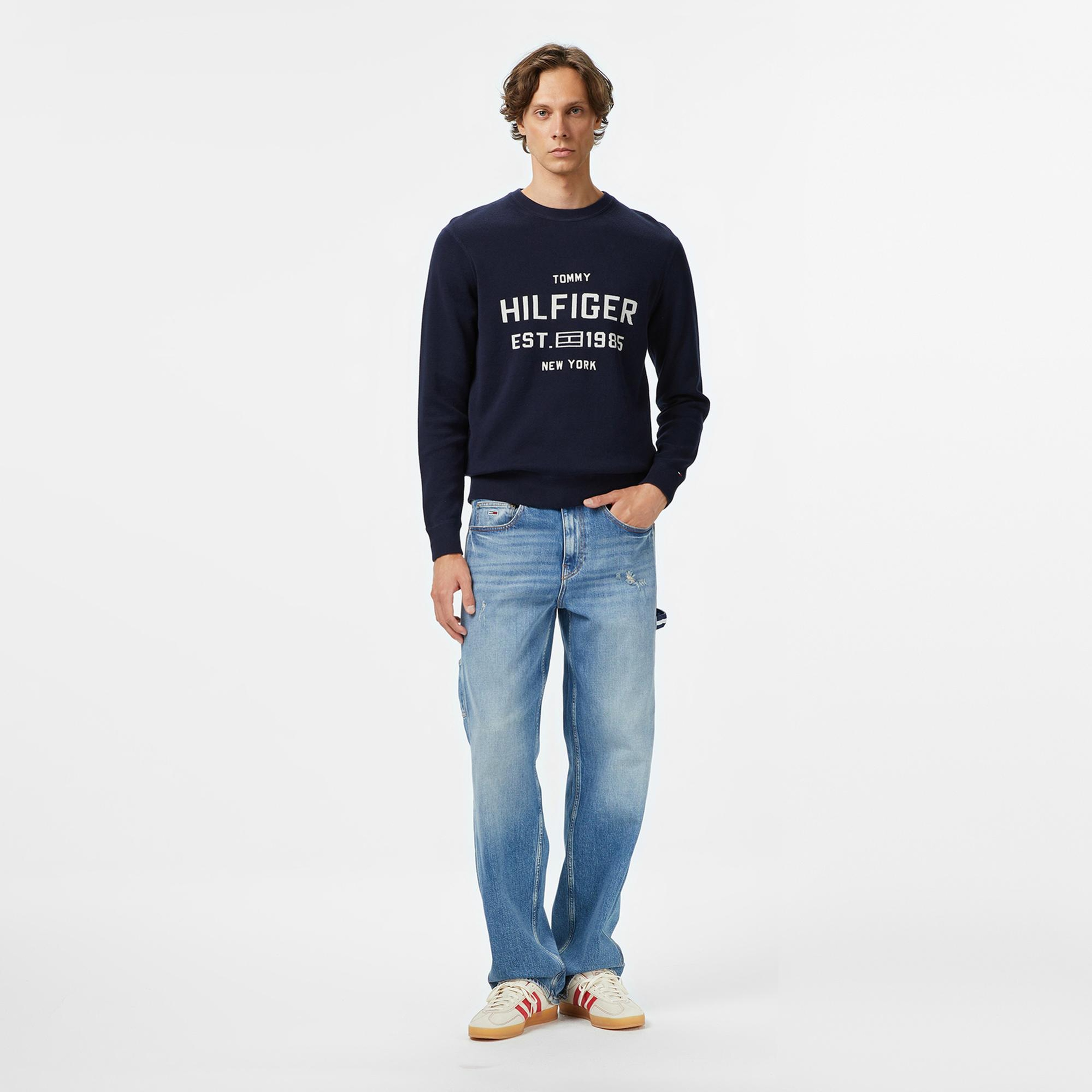 Tommy Hilfiger Athleisure Varsity Erkek Lacivert Kazak