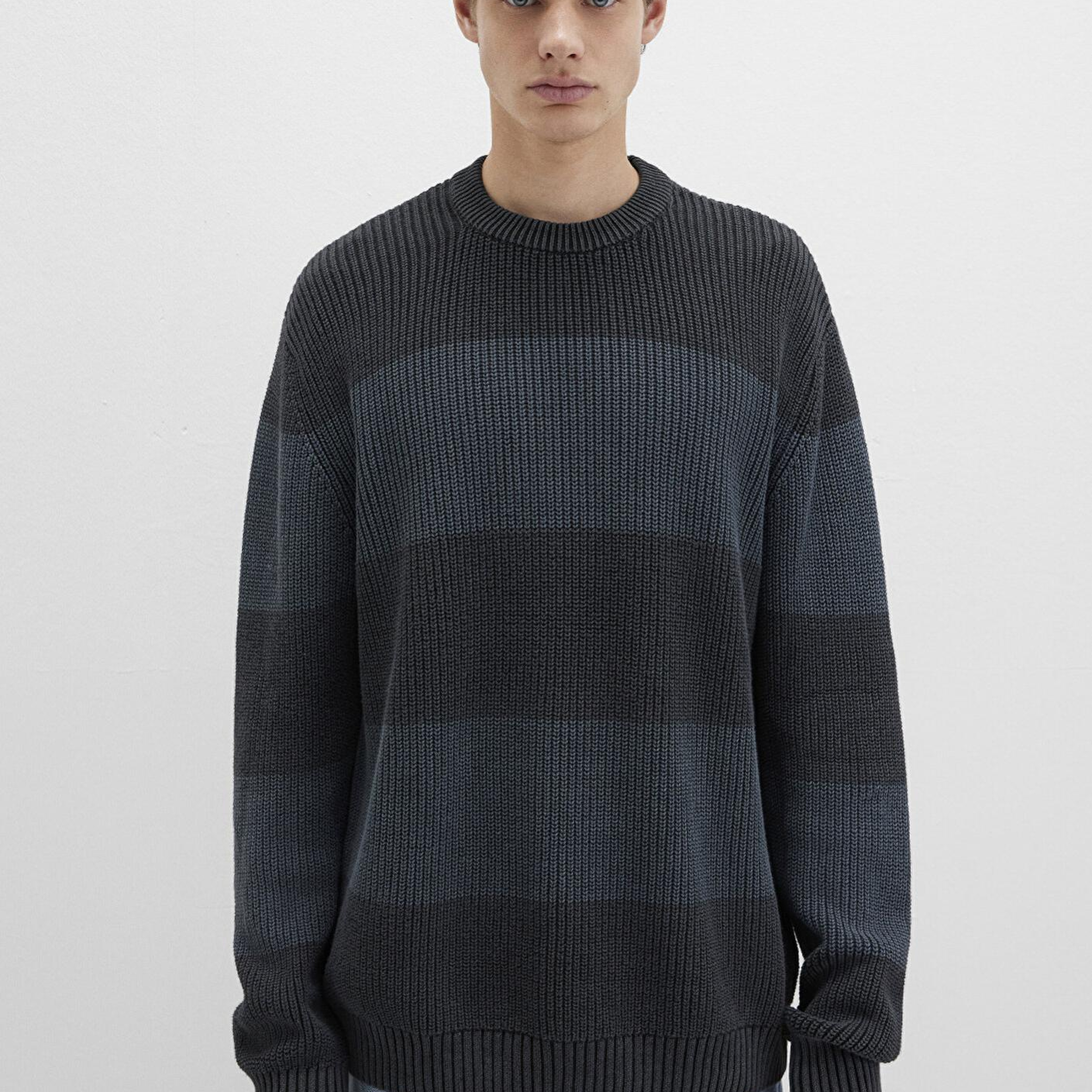 Mavi Blok Renkli Antrasit Kazak Regular Fit / Normal Kesim 0710290-70090