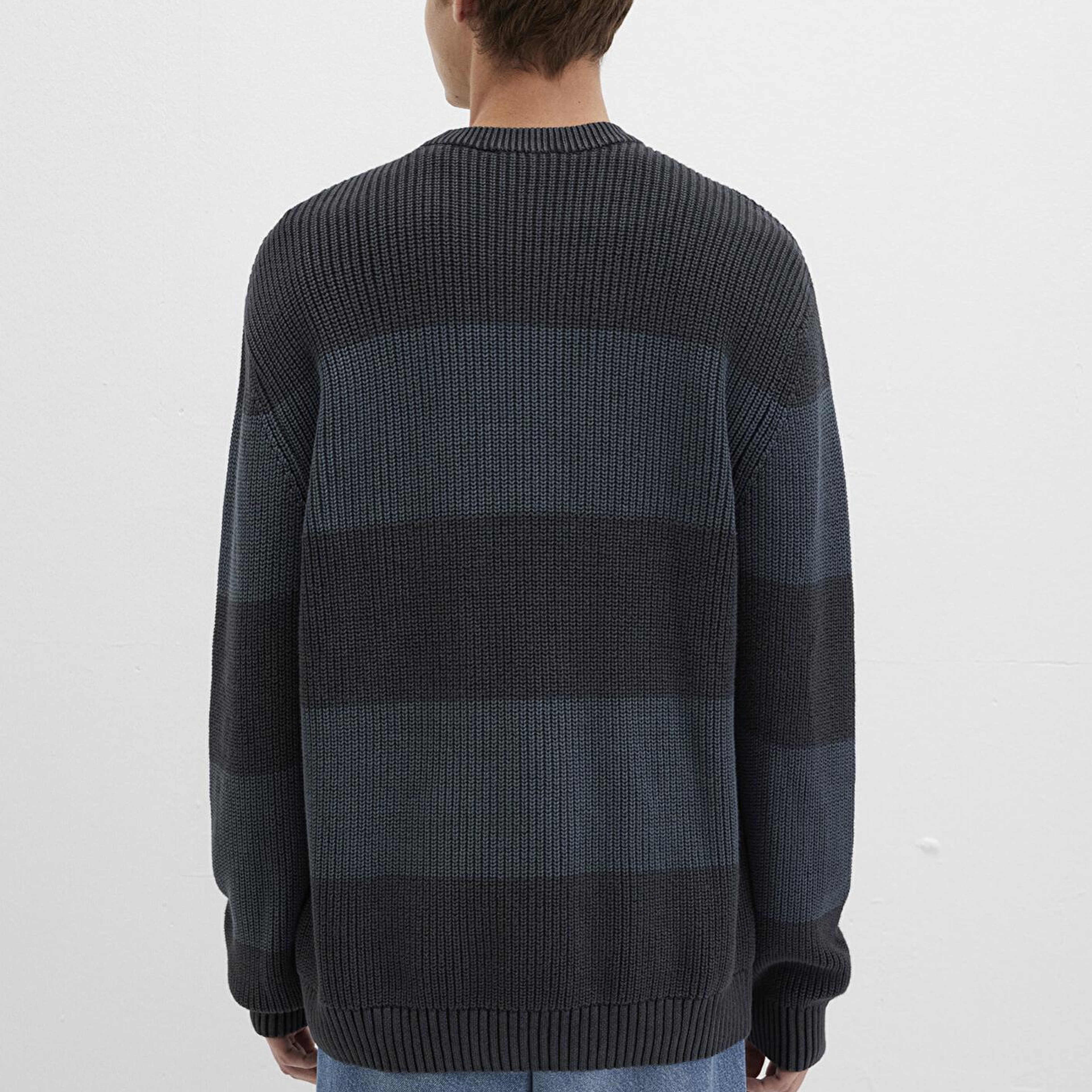 Mavi Blok Renkli Antrasit Kazak Regular Fit / Normal Kesim 0710290-70090