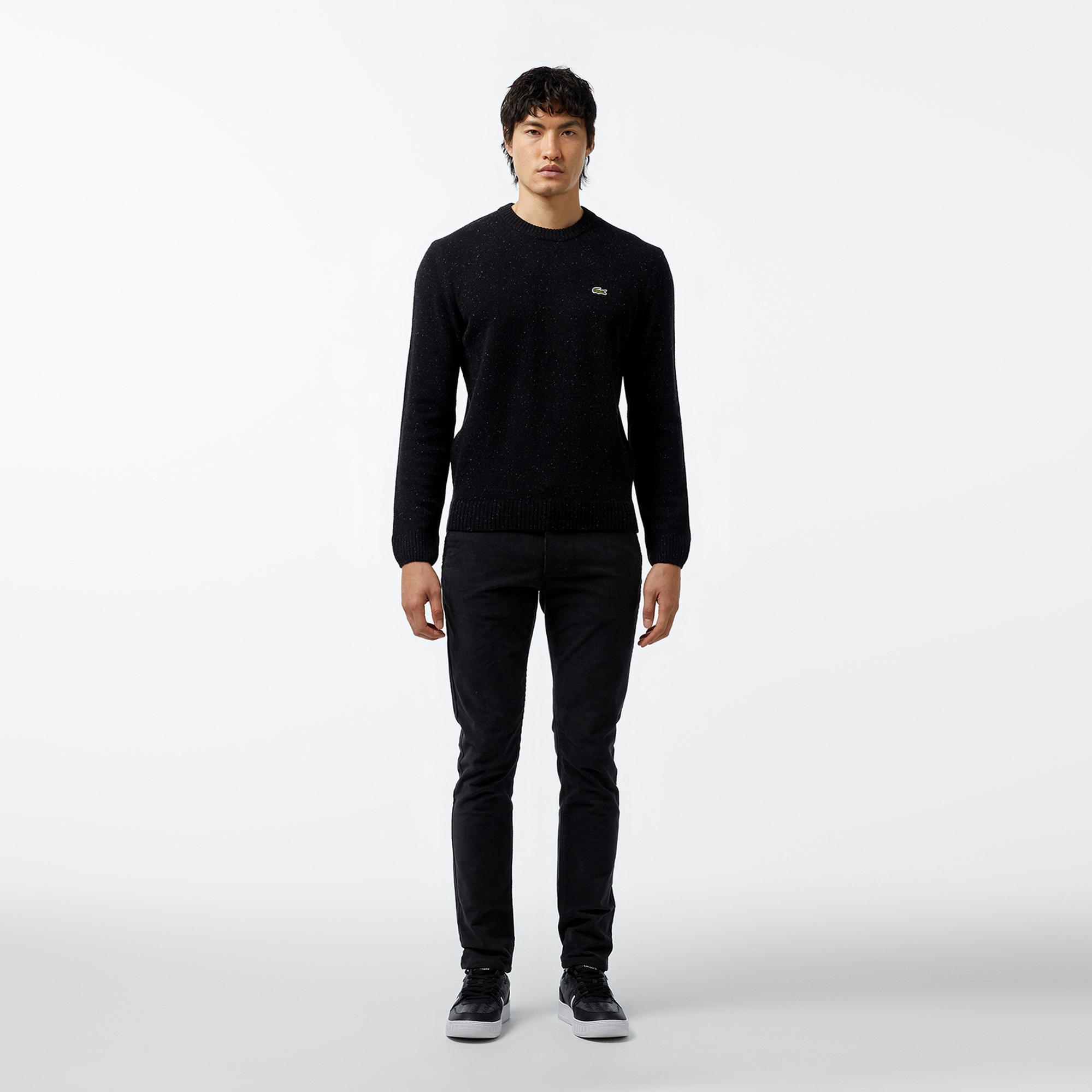Lacoste Erkek Regular Fit Bisiklet Yaka Yün Siyah Triko