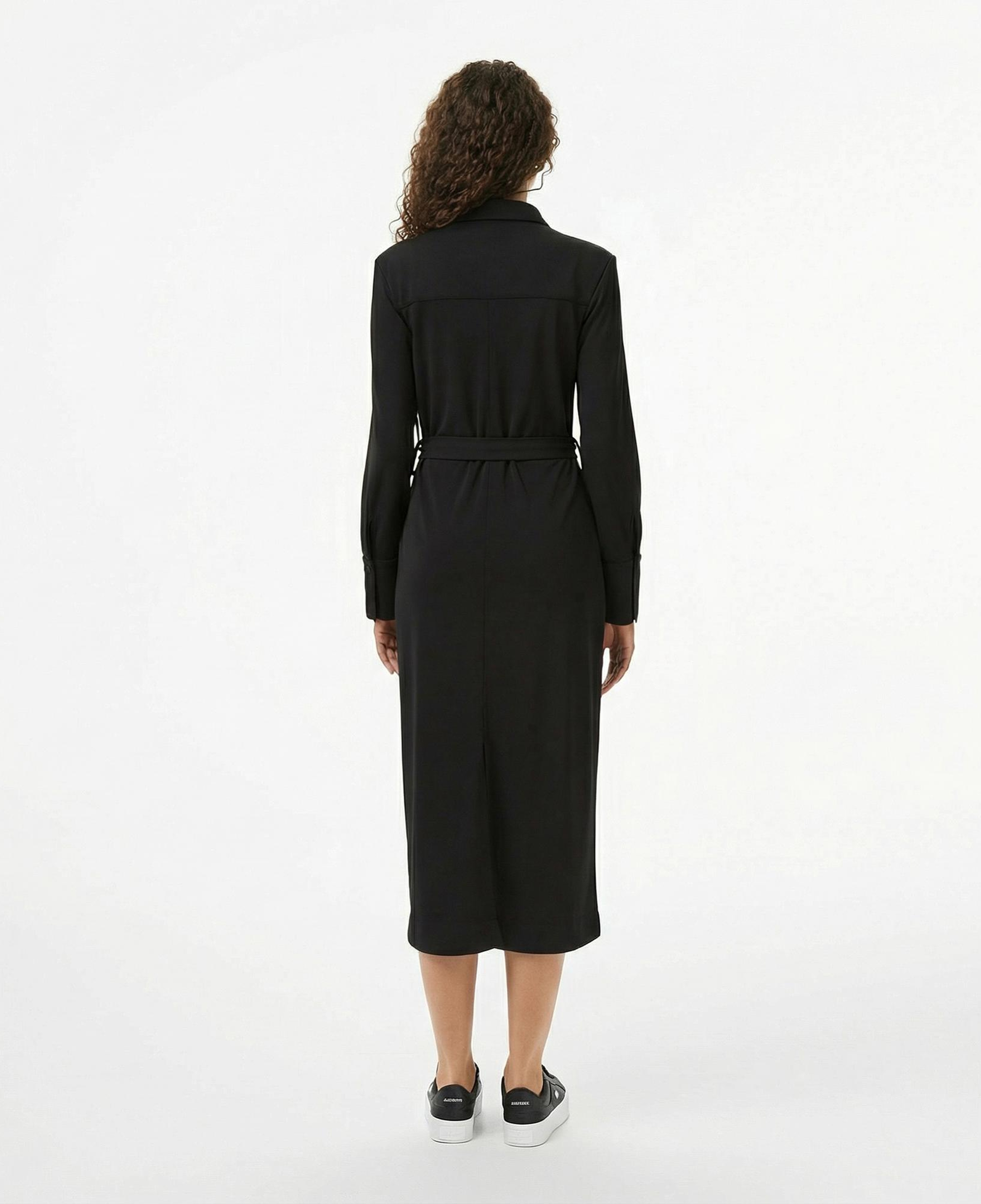 Lacoste Kadın Slim Fit Uzun Kollu Siyah Elbise