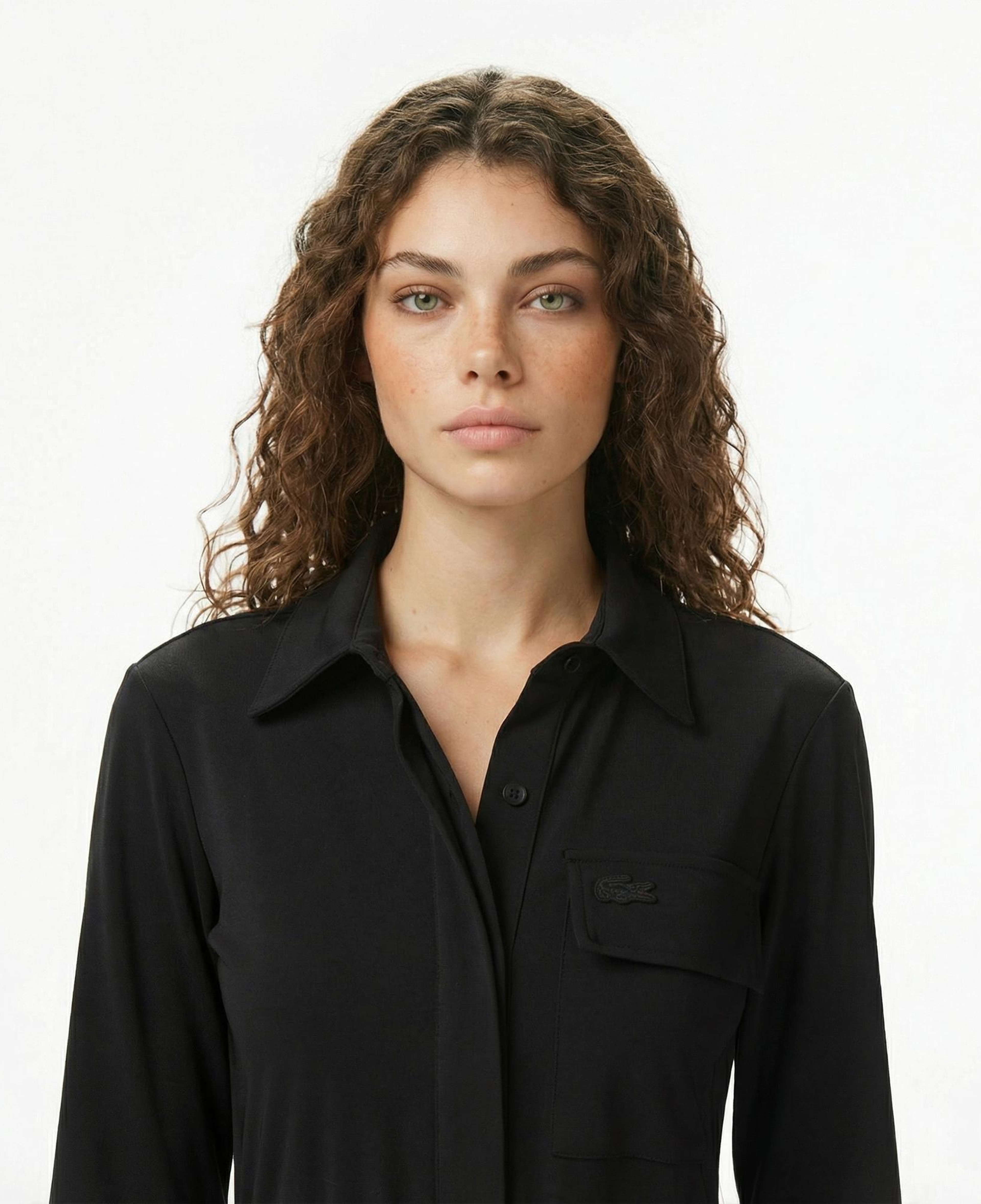 Lacoste Kadın Slim Fit Uzun Kollu Siyah Elbise