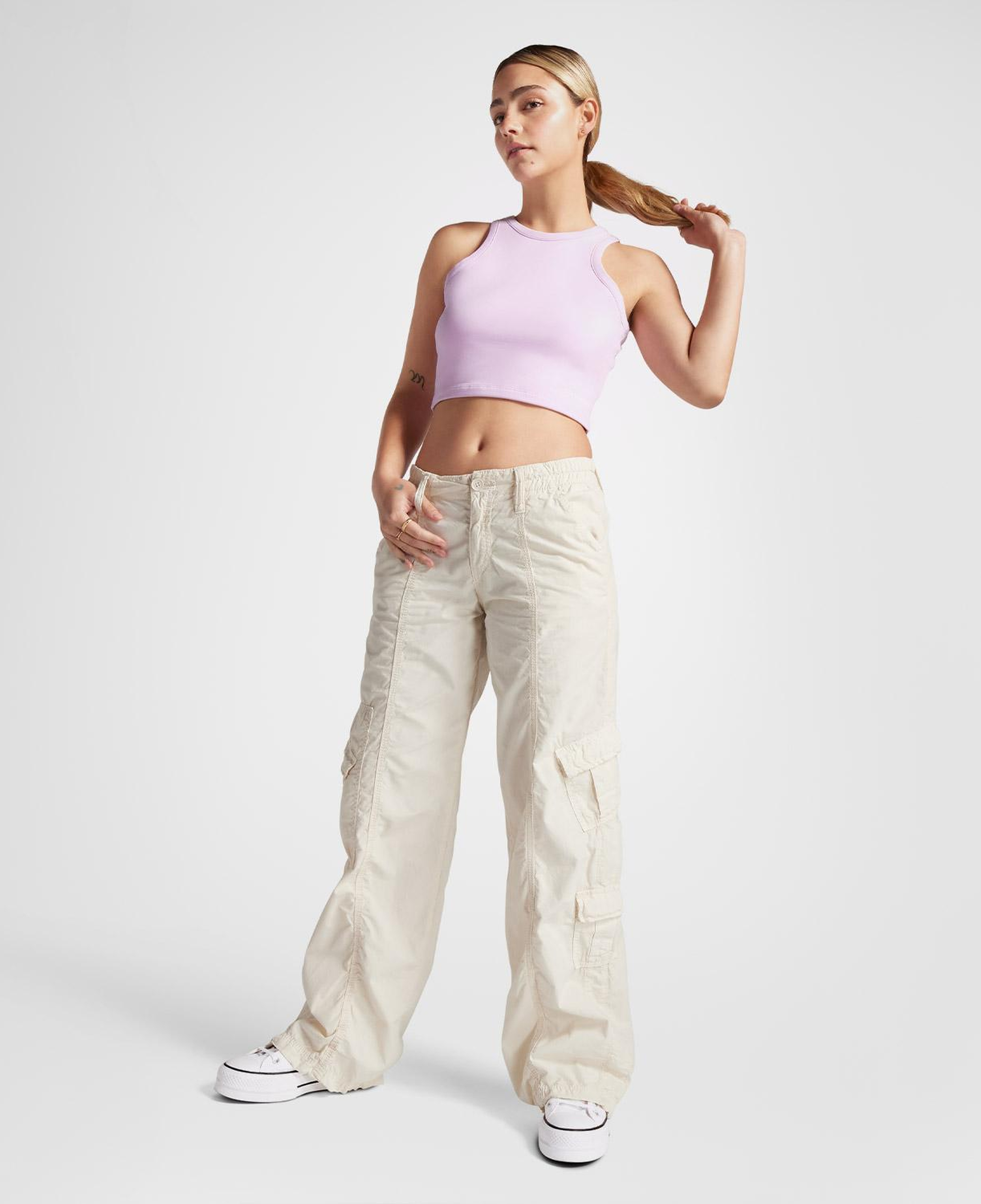 Converse Slim Fit Kadın Lila Crop Top