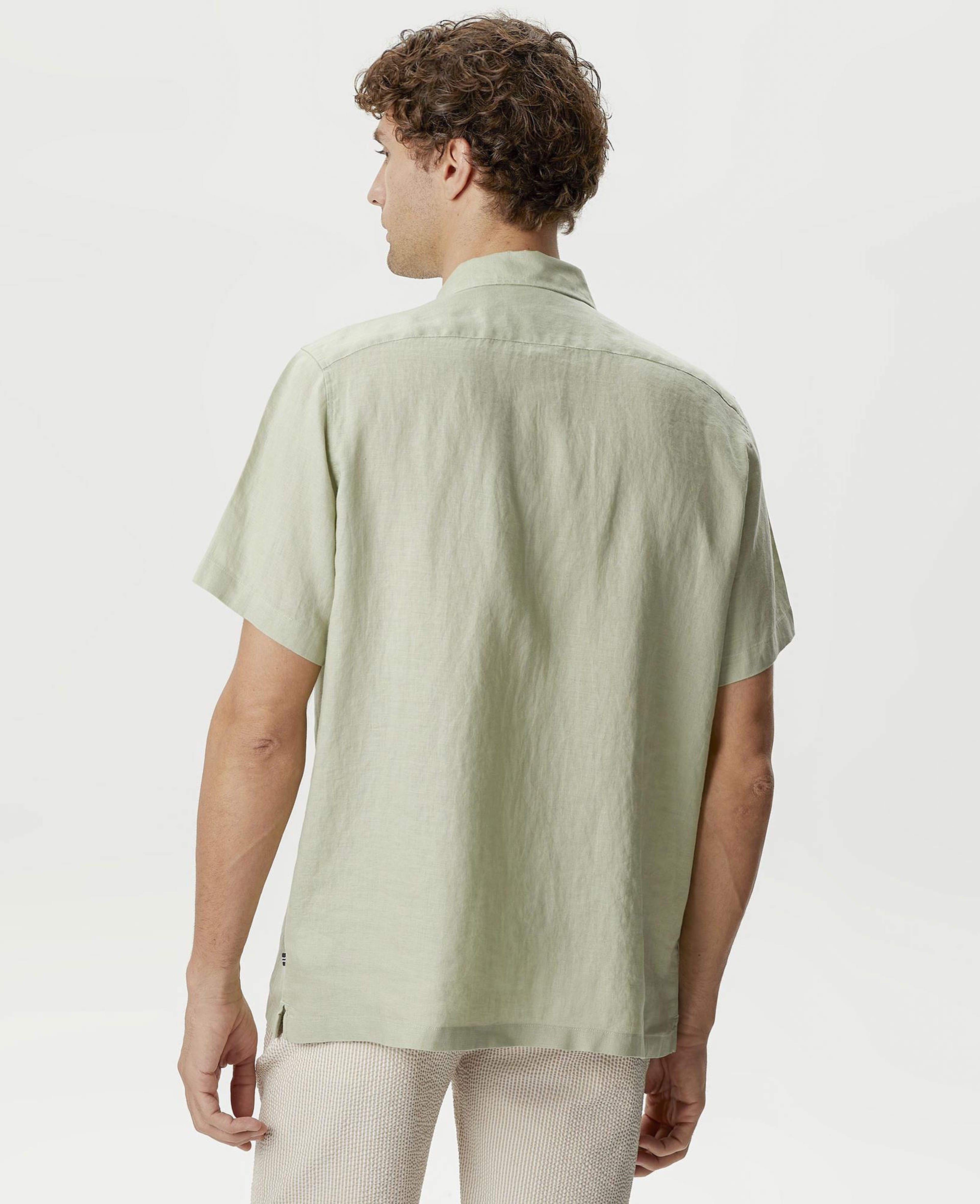 Nautica Erkek Yeşil Classic Fit Kısa Kollu Keten Gömlek