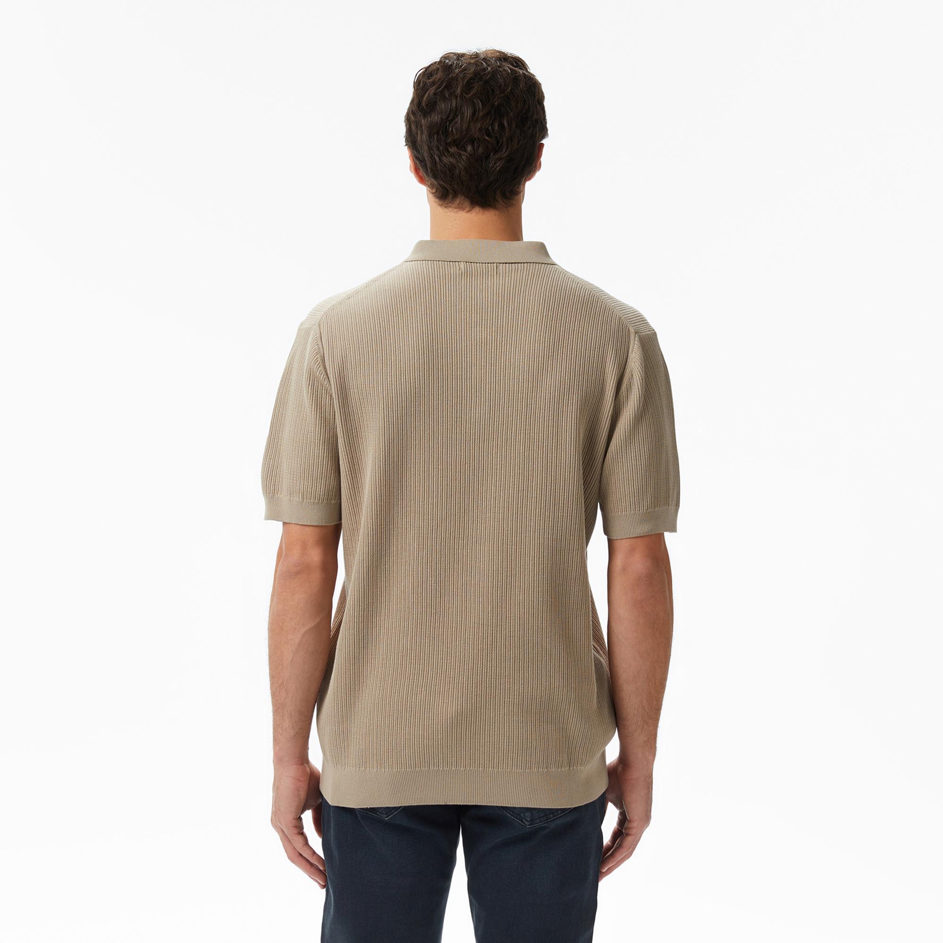 Nautica Erkek Bej Regular Fit Kısa Kollu Triko