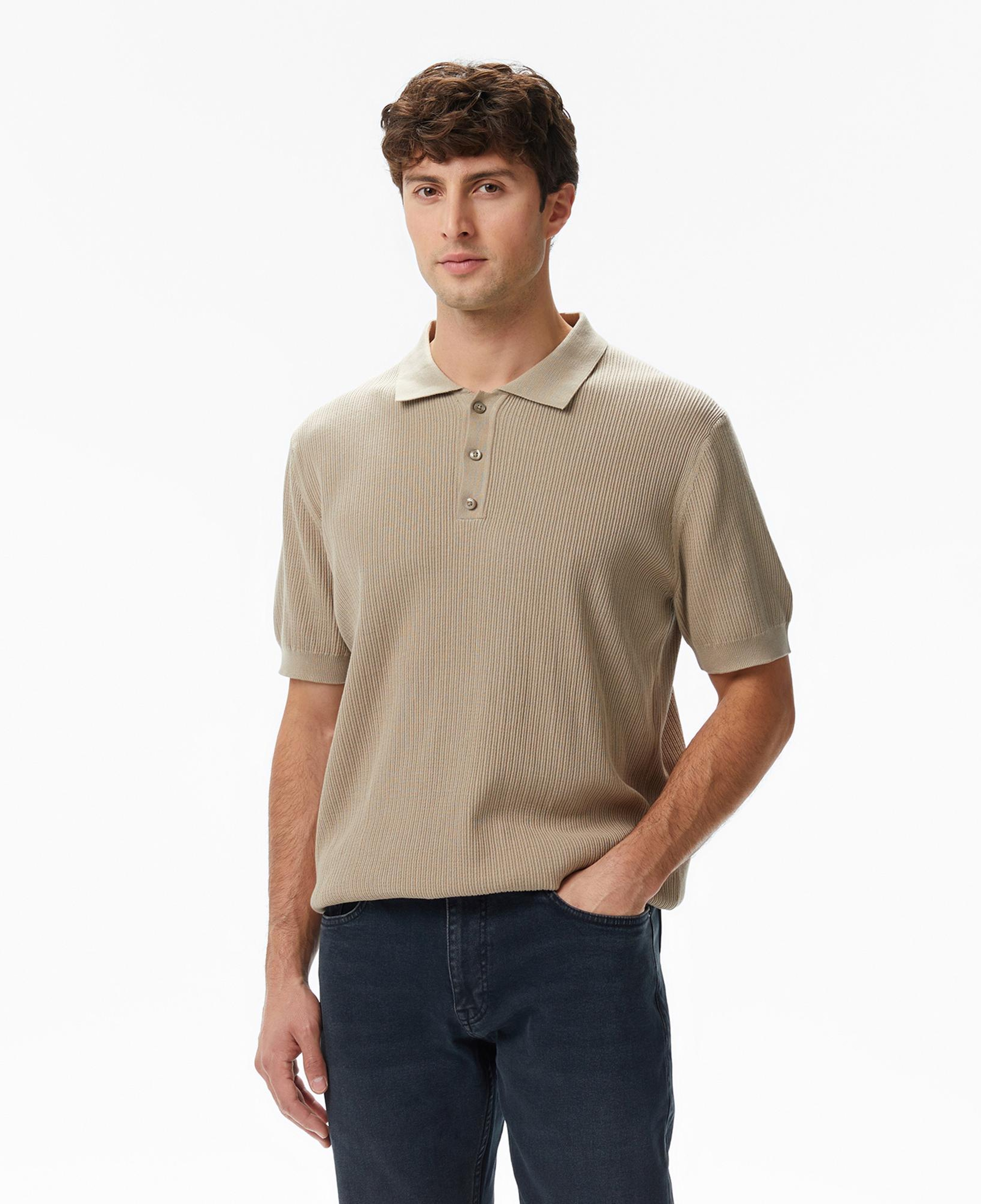 Nautica Erkek Bej Regular Fit Kısa Kollu Triko