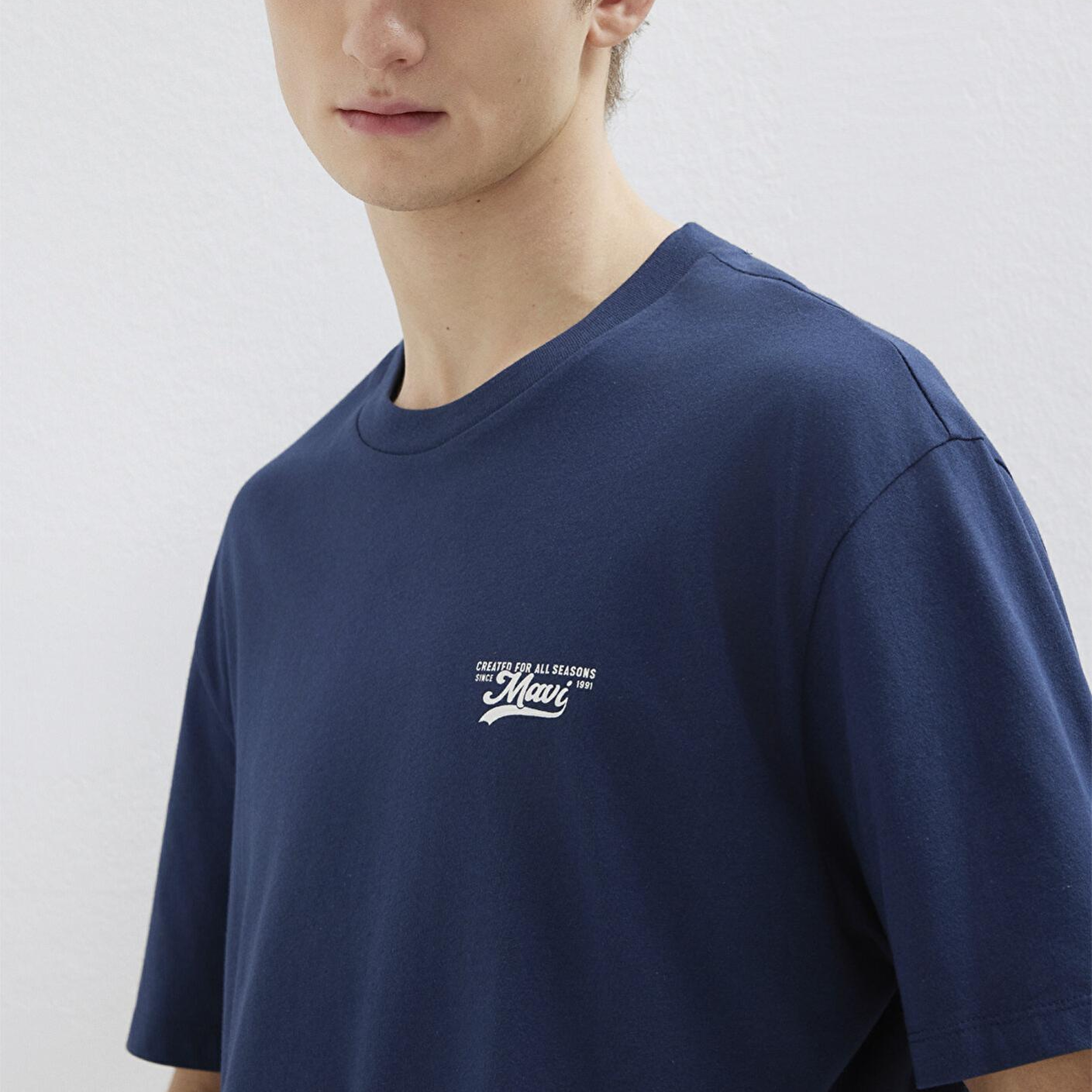 Mavi Mavi Baskılı Lacivert Tişört Loose Fit / Bol Rahat Kesim 0612840-70497