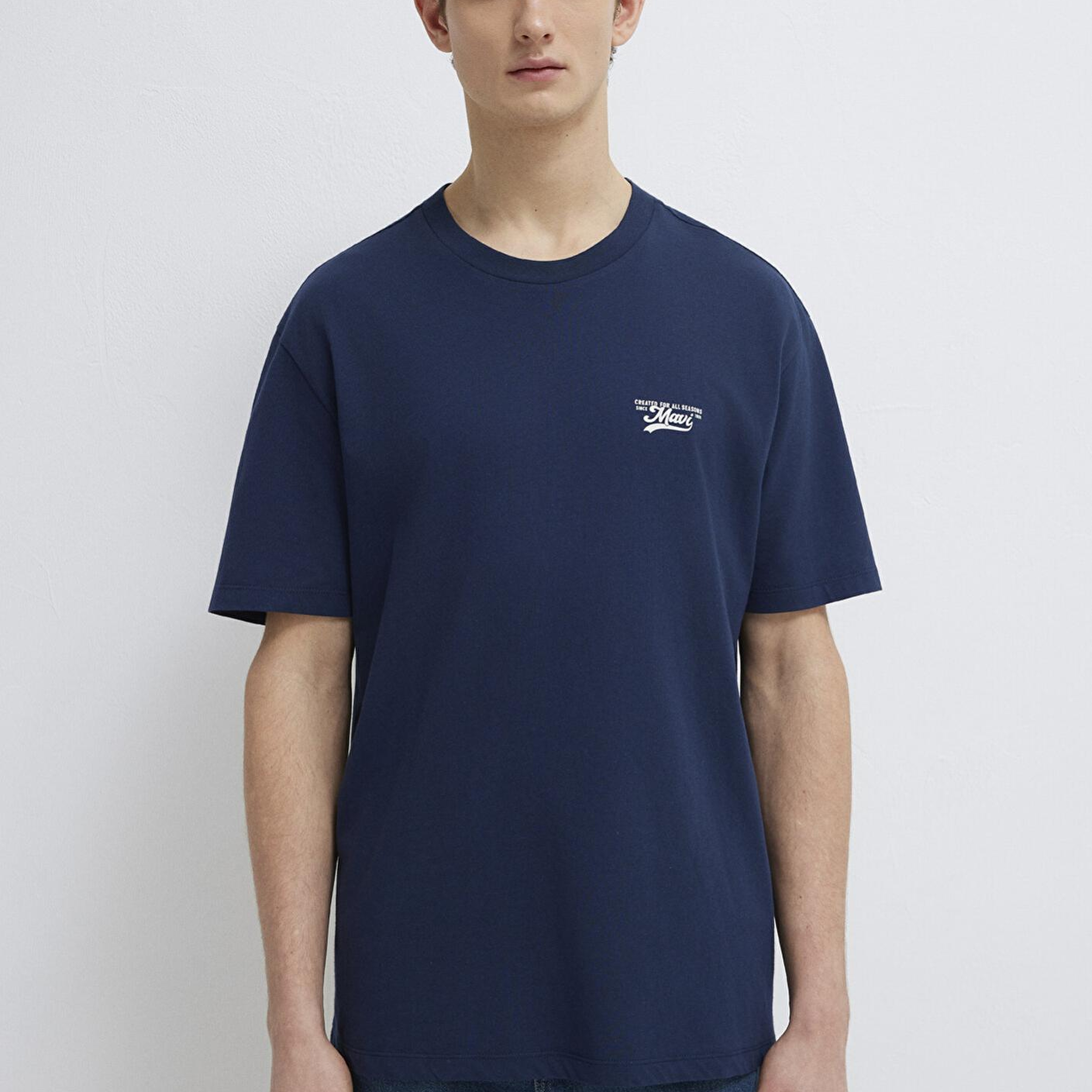 Mavi Mavi Baskılı Lacivert Tişört Loose Fit / Bol Rahat Kesim 0612840-70497