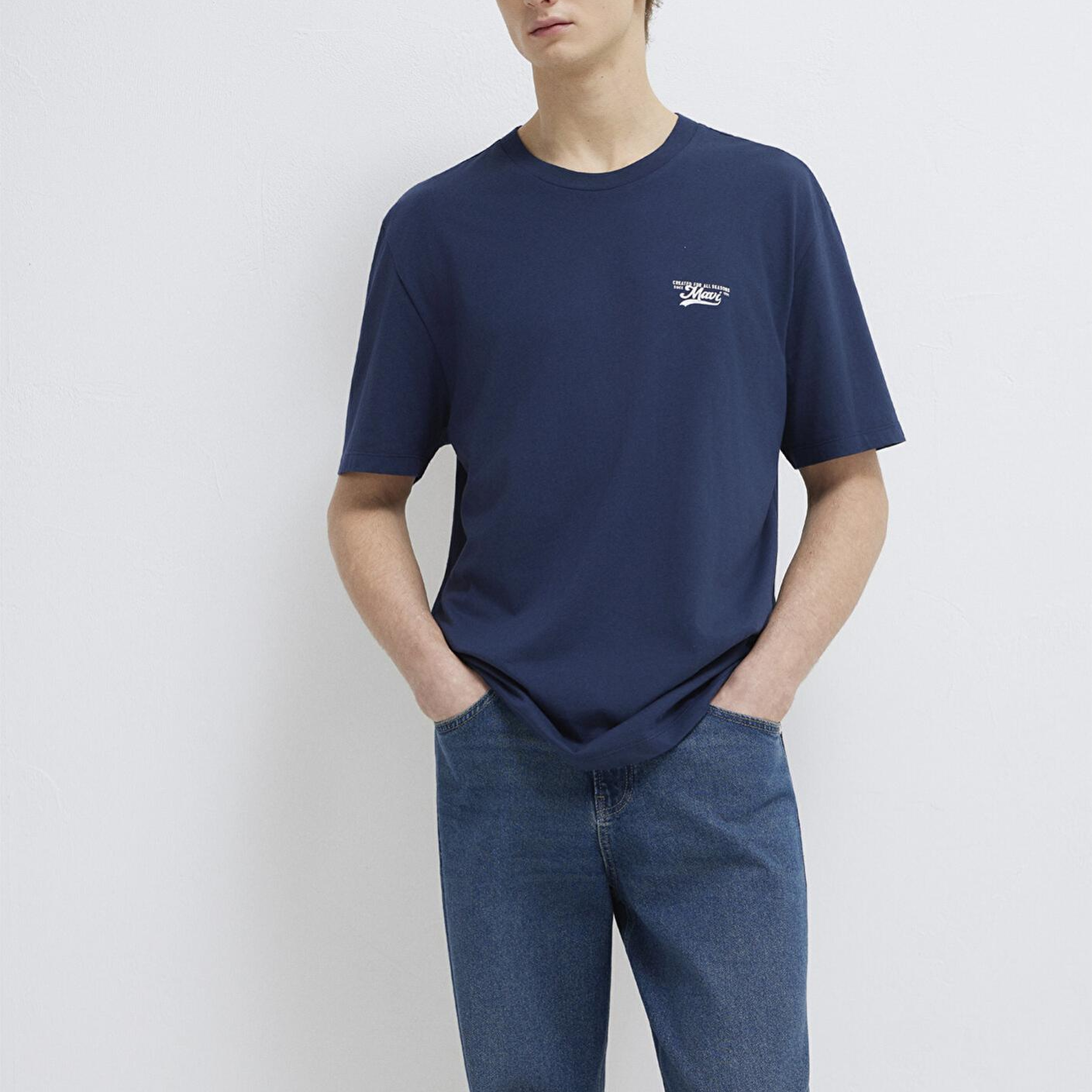 Mavi Mavi Baskılı Lacivert Tişört Loose Fit / Bol Rahat Kesim 0612840-70497