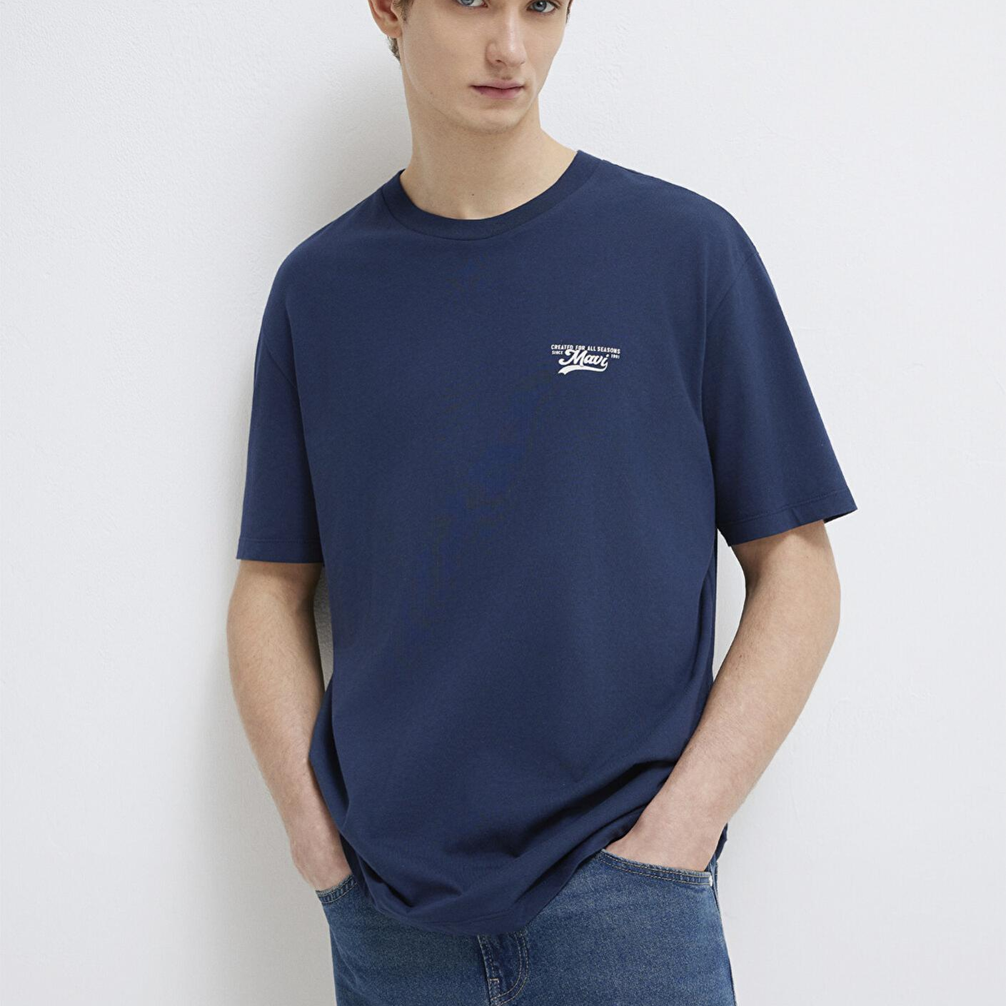 Mavi Mavi Baskılı Lacivert Tişört Loose Fit / Bol Rahat Kesim 0612840-70497