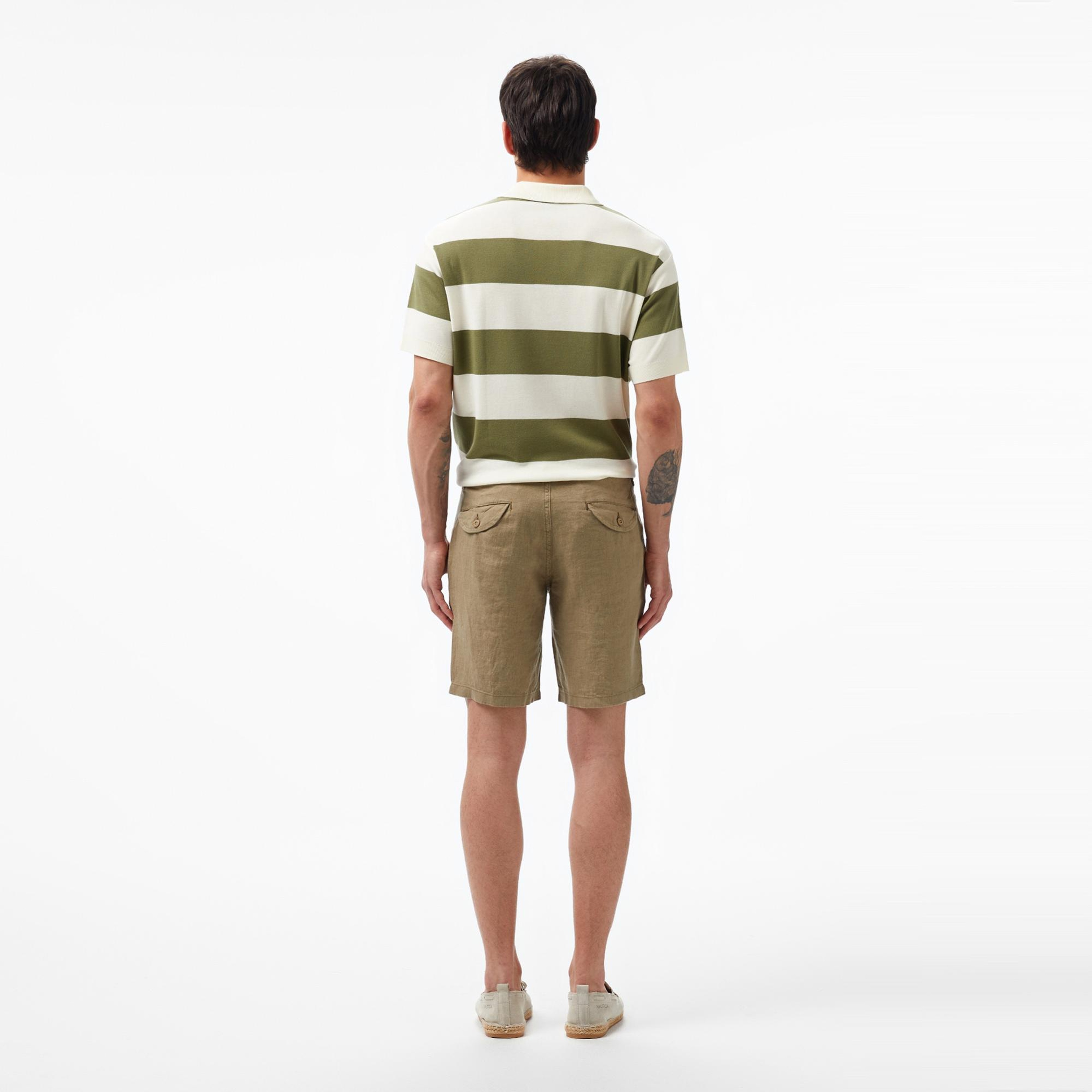 Nautica Erkek Yeşil Slim Fit Keten Şort