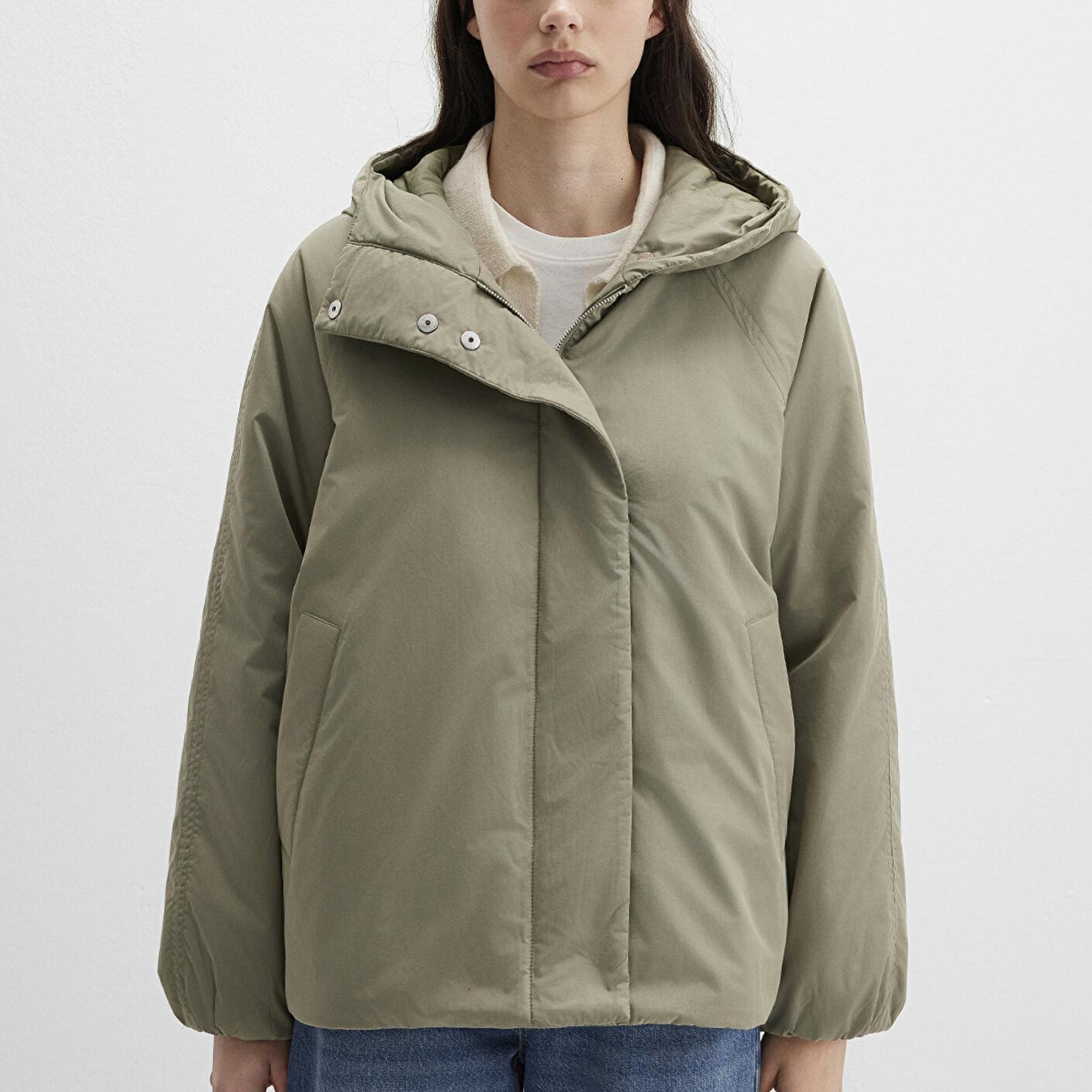 Mavi Kapüşonlu Haki Ceket Loose Fit / Bol Rahat Kesim 1110762-71818