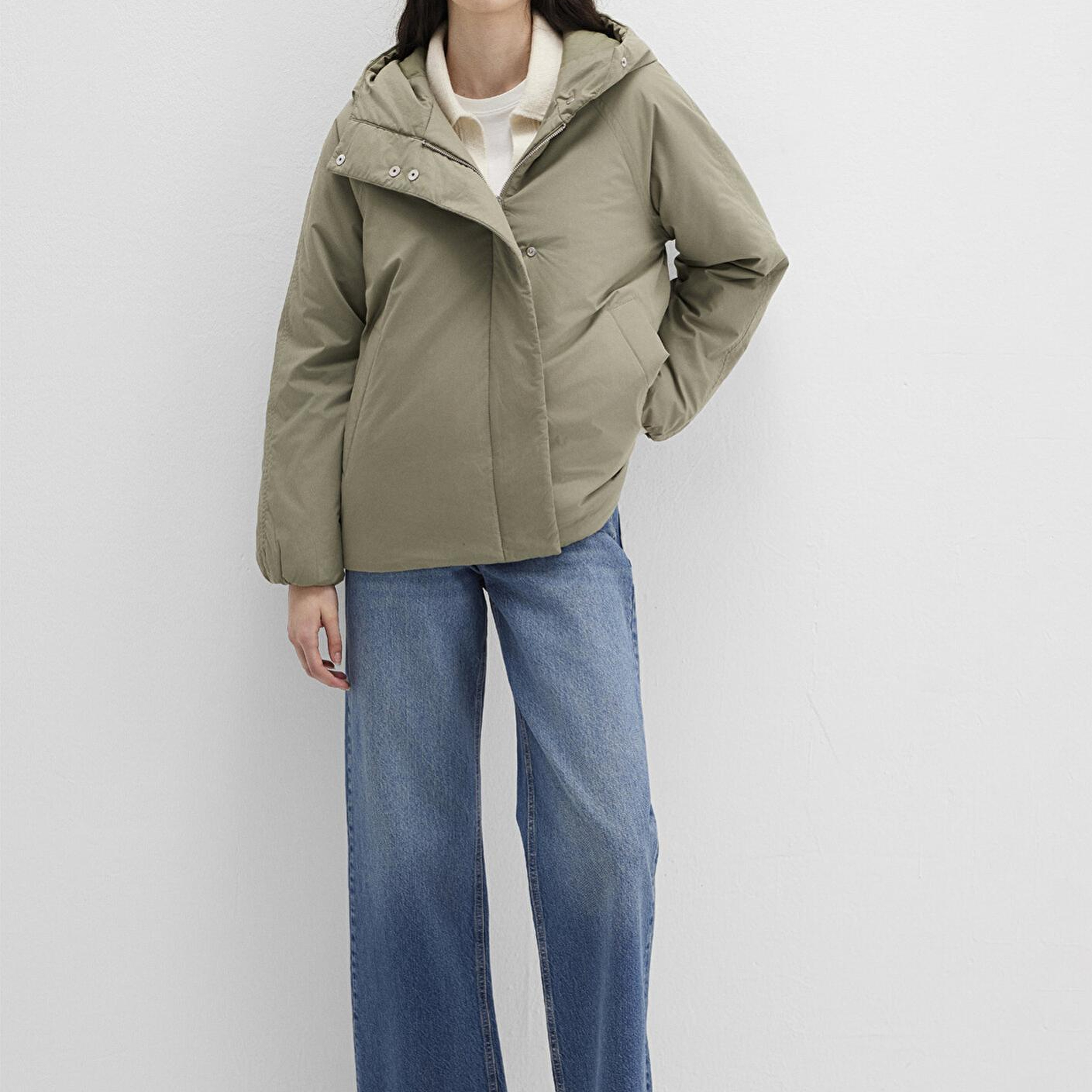 Mavi Kapüşonlu Haki Ceket Loose Fit / Bol Rahat Kesim 1110762-71818