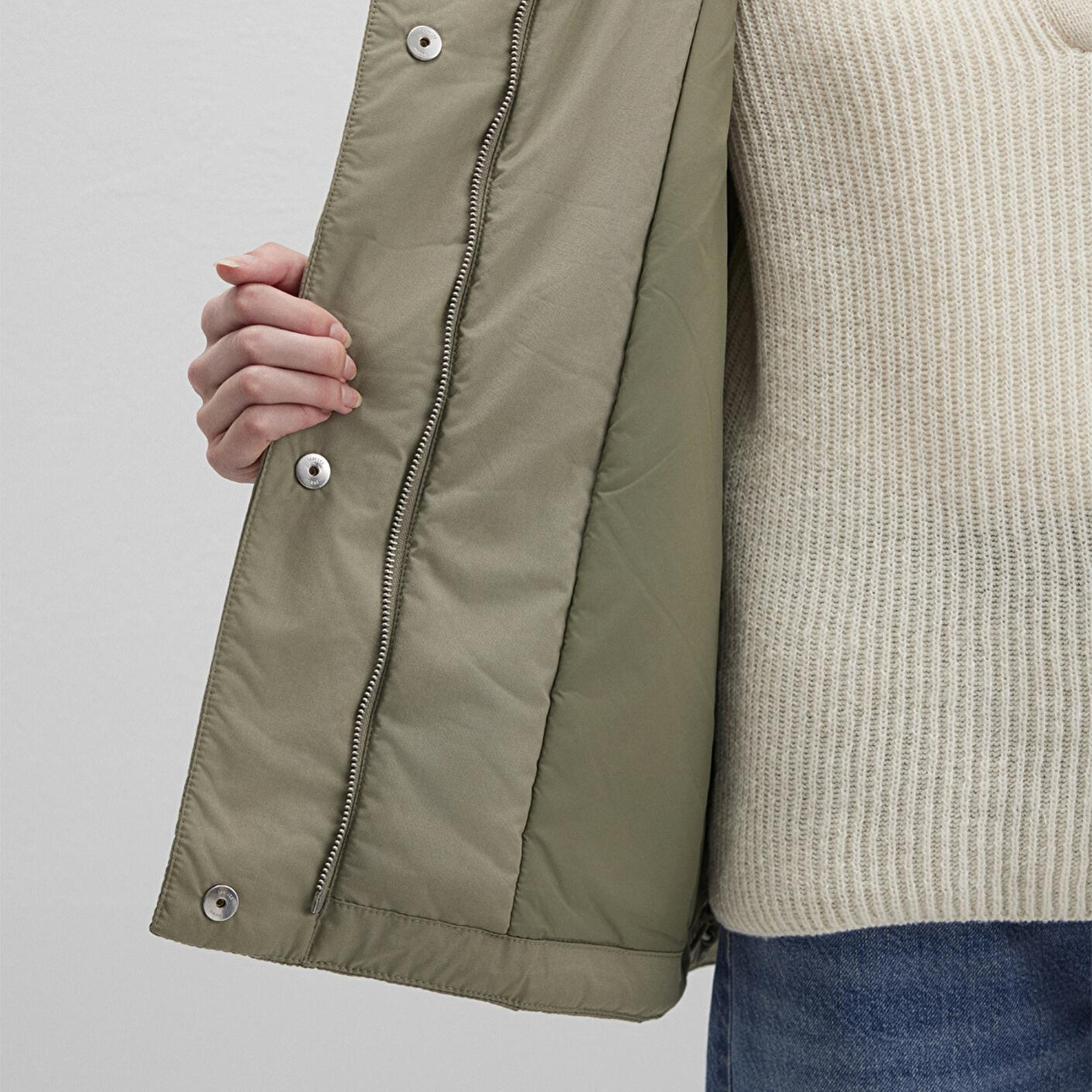 Mavi Kapüşonlu Haki Ceket Loose Fit / Bol Rahat Kesim 1110762-71818