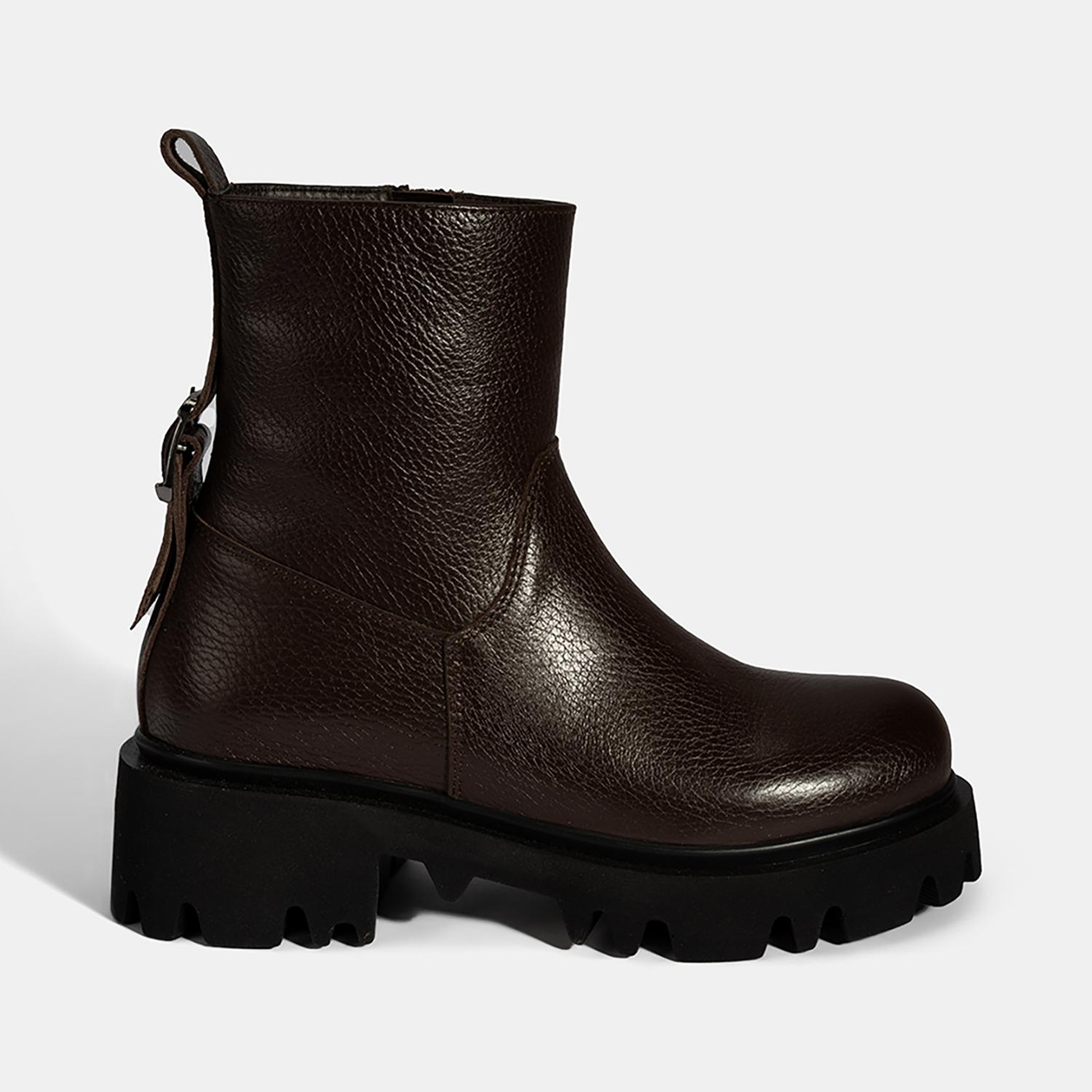 Kadın Kahve Kalın Tabanlı Deri Bot