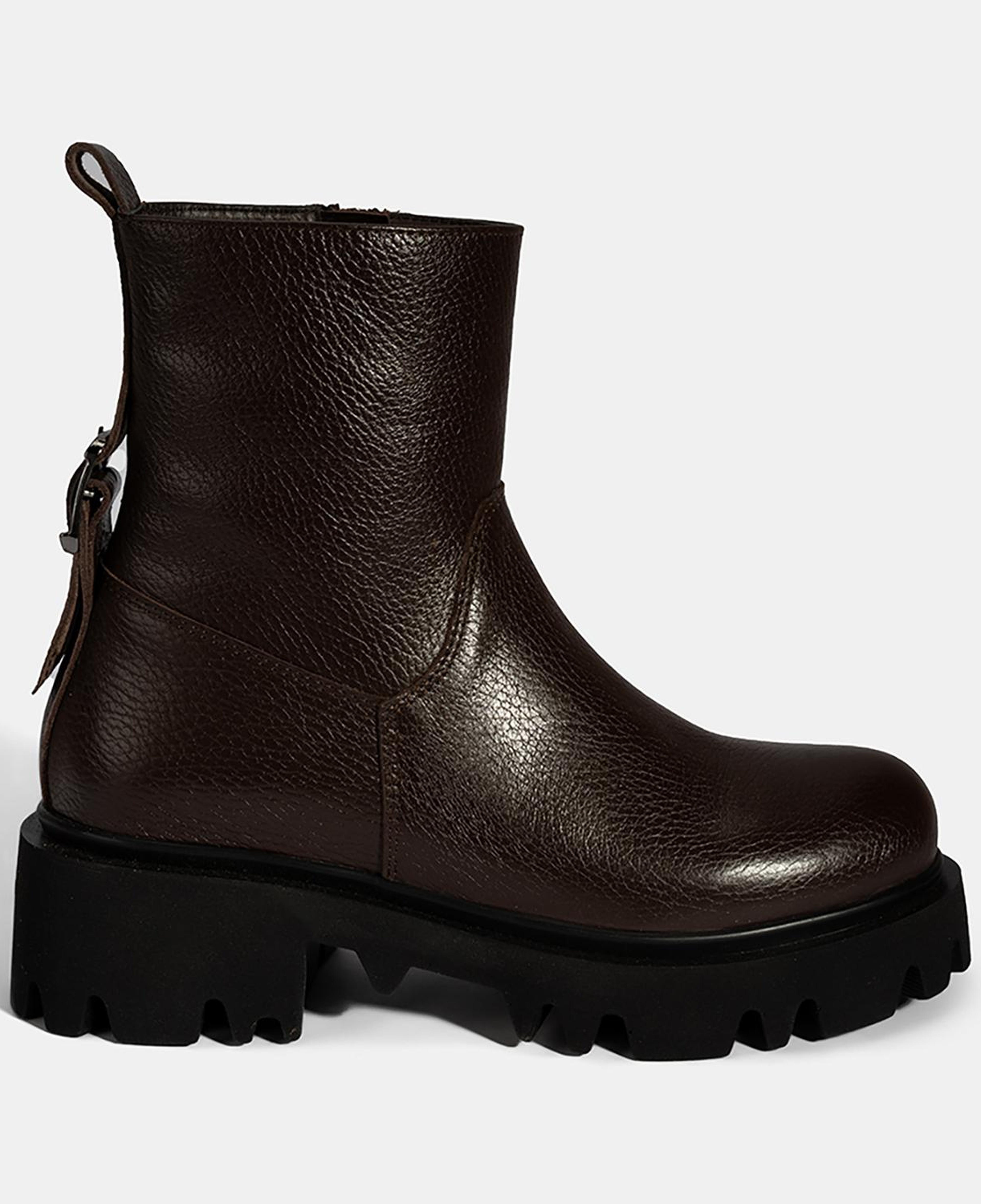 Kadın Kahve Kalın Tabanlı Deri Bot