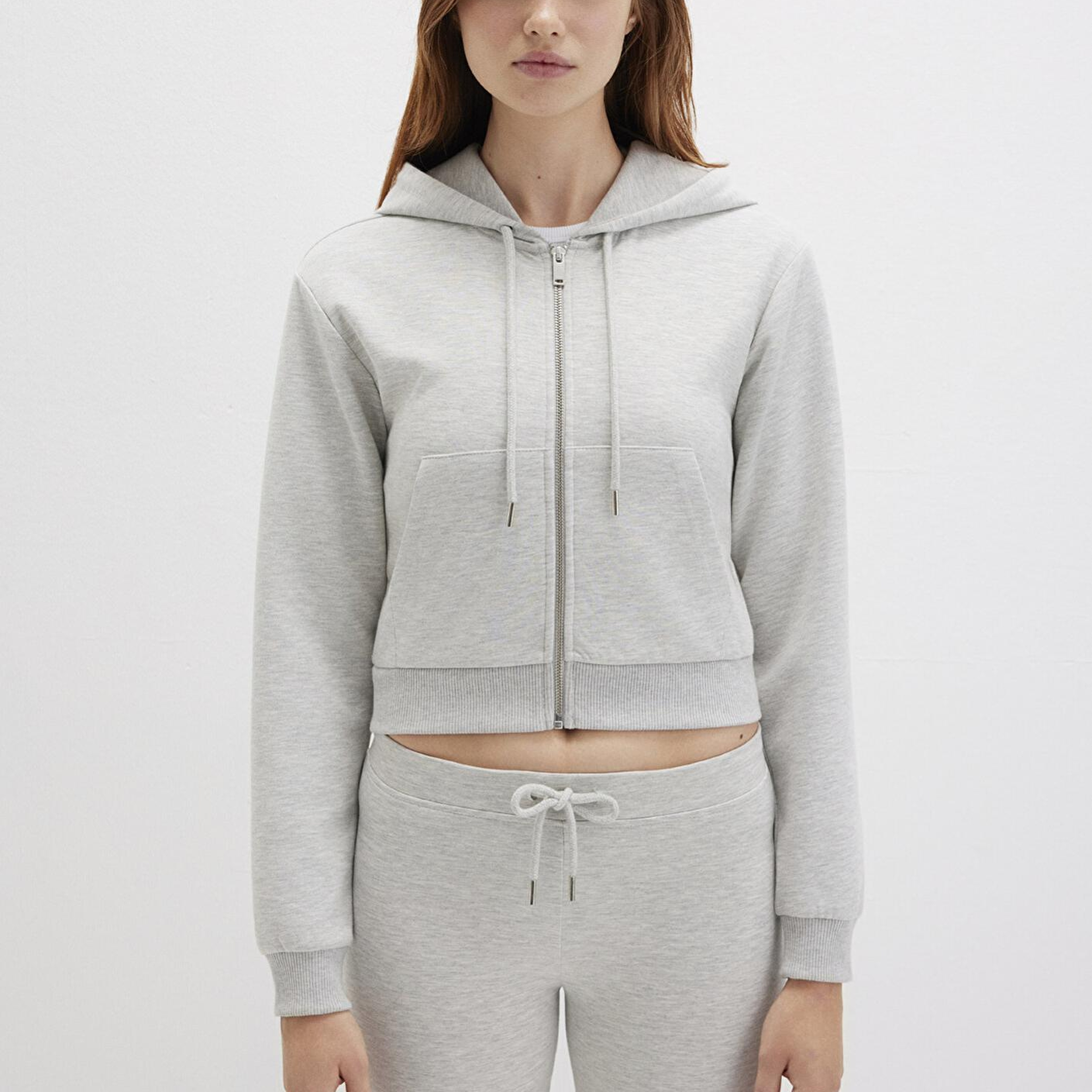 Mavi Kapüşonlu Gri İnterlok Sweatshirt 1S10424-88467