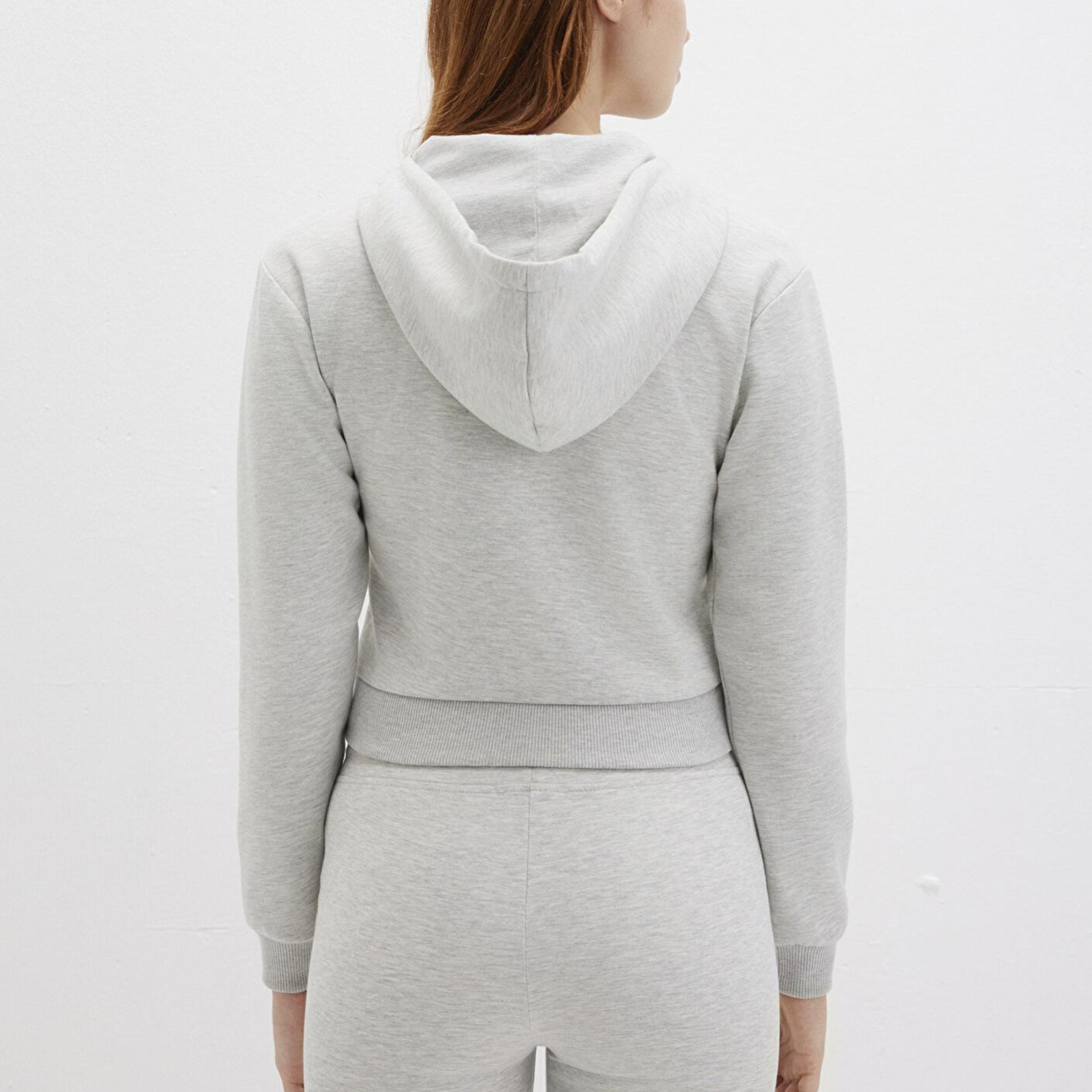 Mavi Kapüşonlu Gri İnterlok Sweatshirt 1S10424-88467