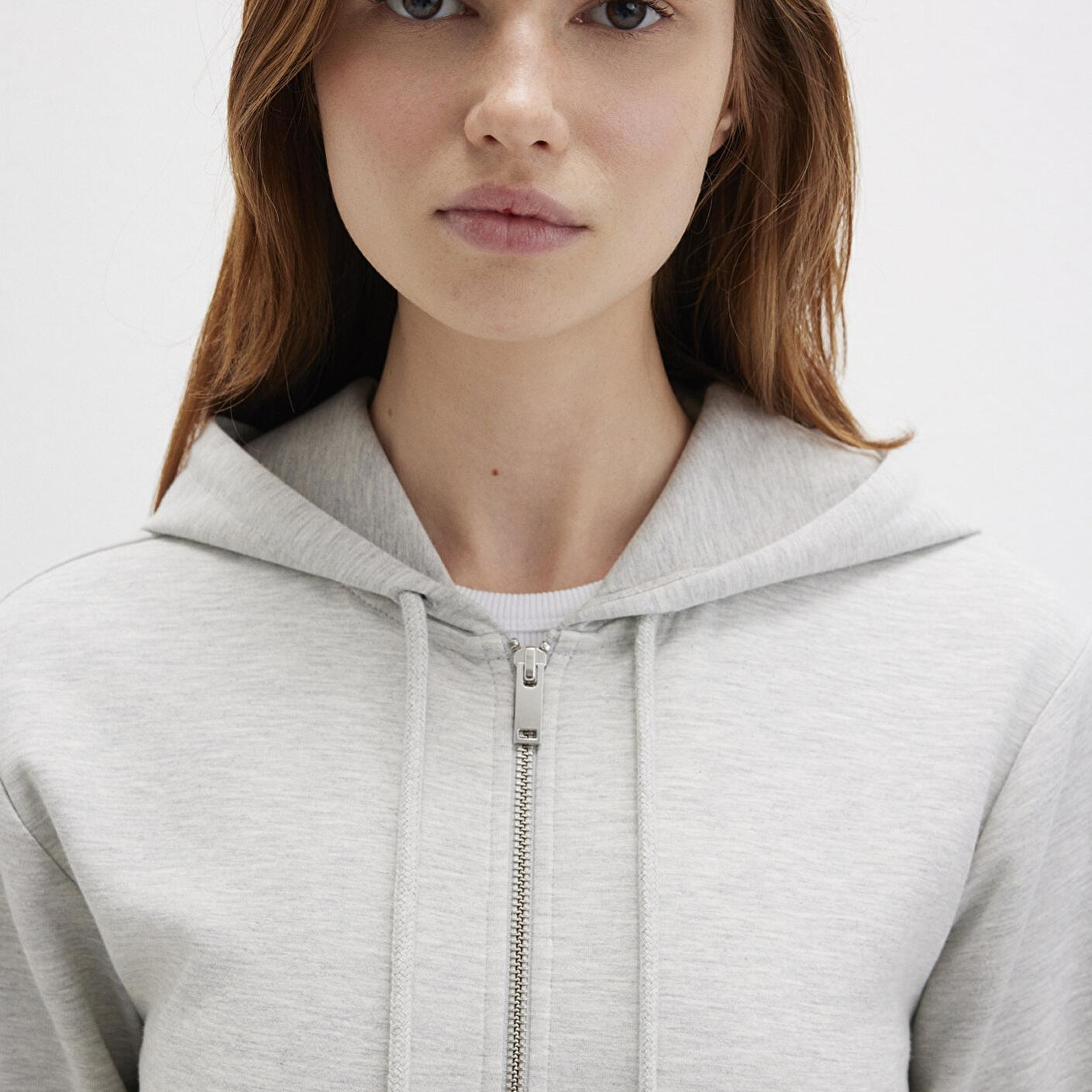 Mavi Kapüşonlu Gri İnterlok Sweatshirt 1S10424-88467