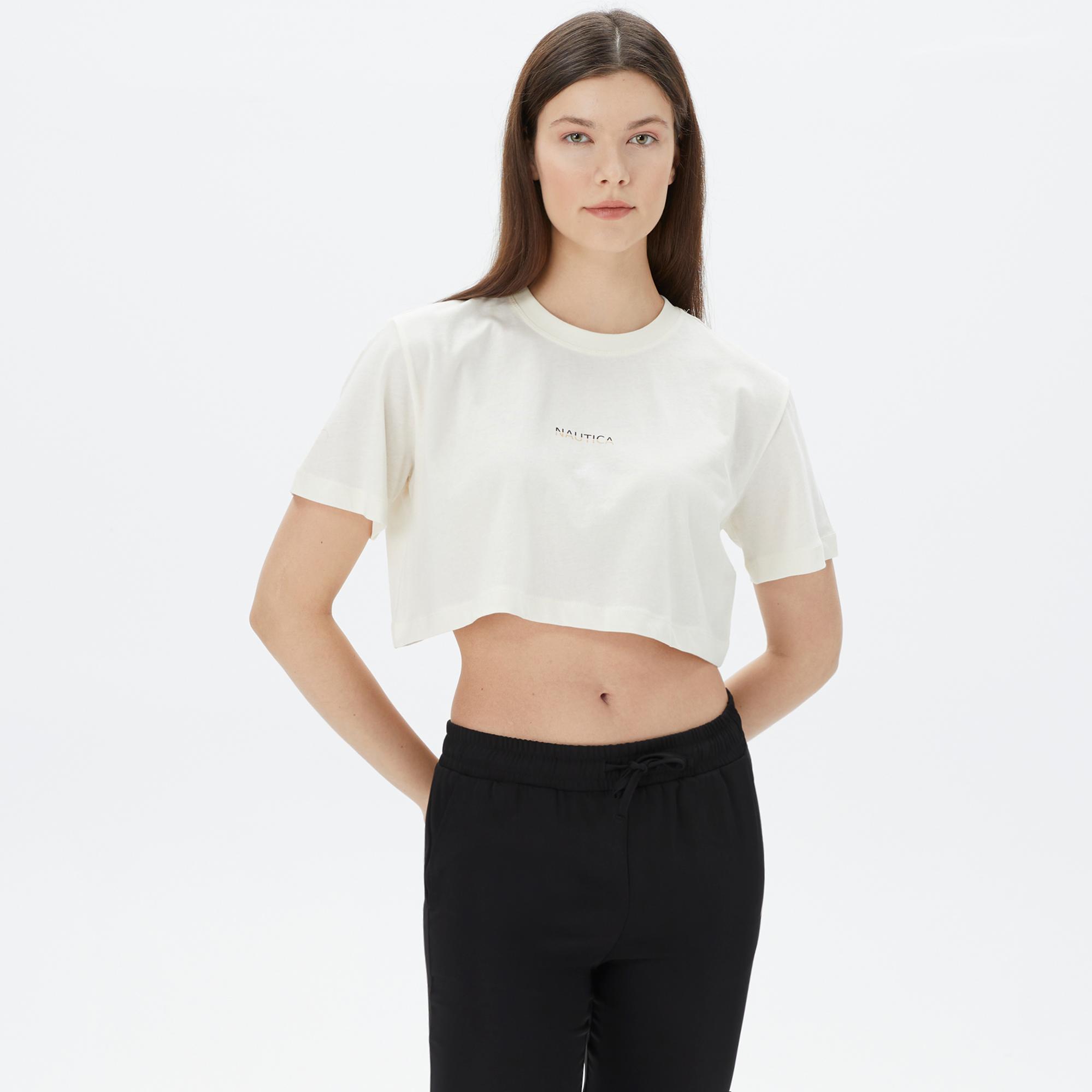 Nautica Kadın Krem Rengi T-Shirt