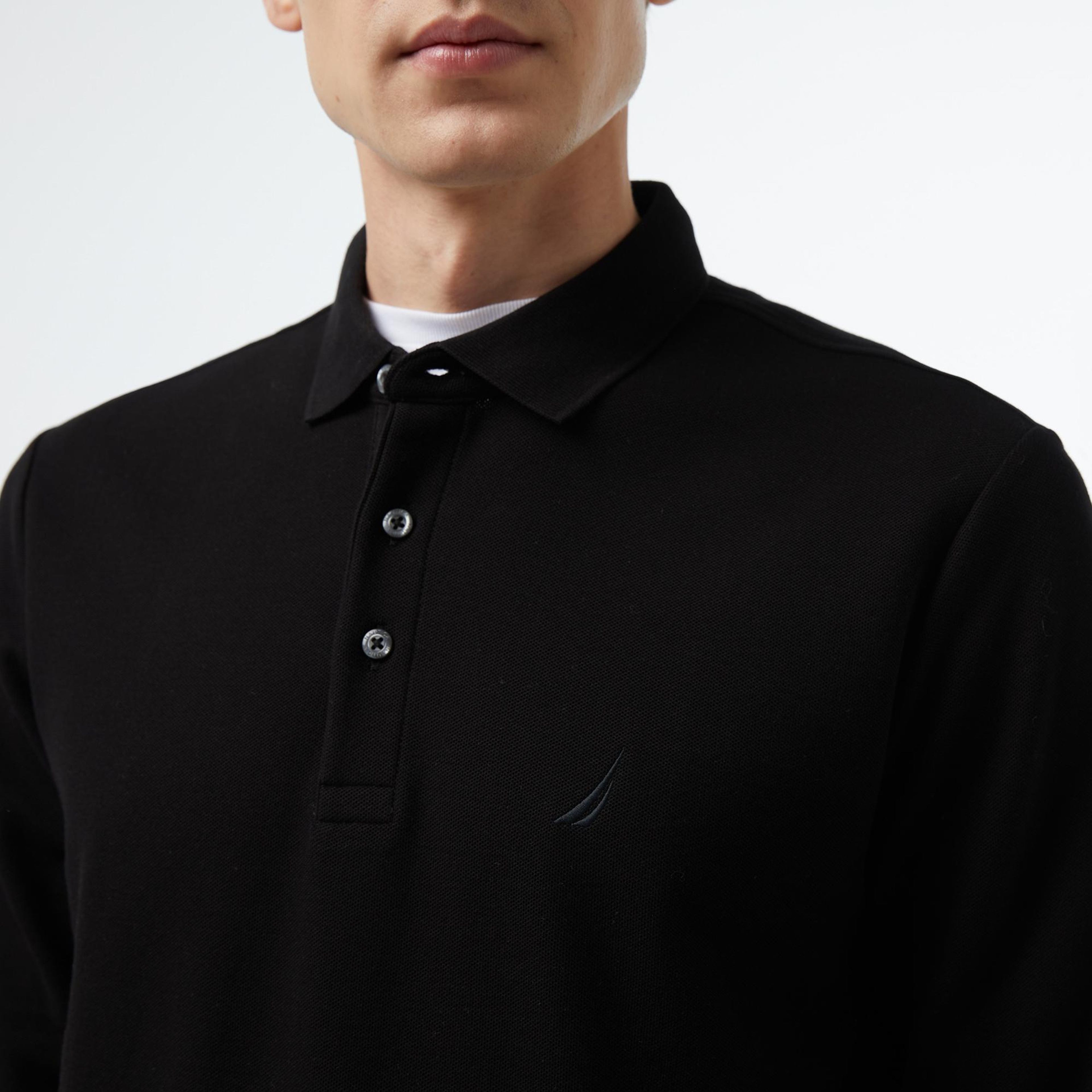 Nautica Erkek Siyah Slim Fit Uzun Kollu Polo Yaka T-Shirt