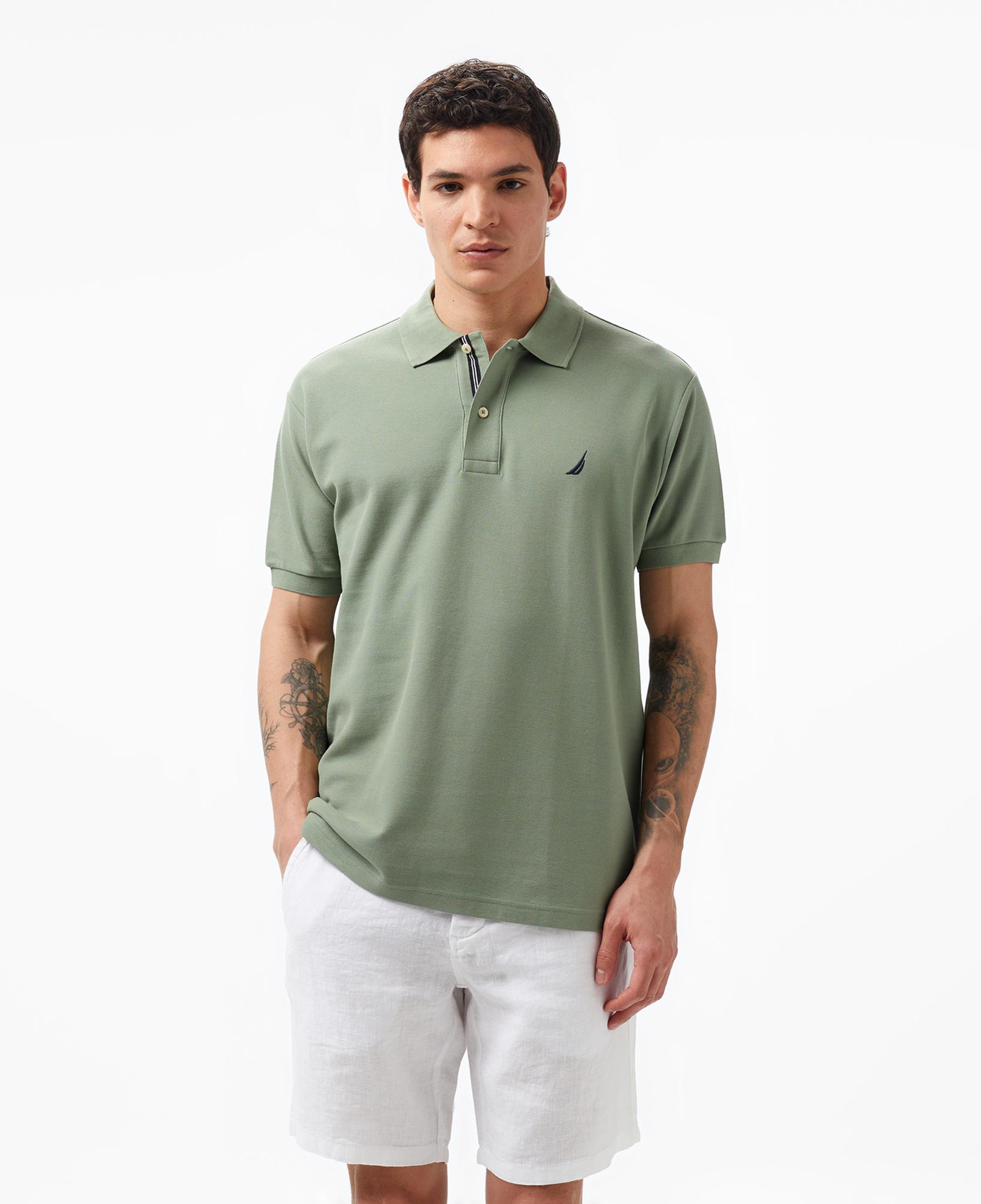 Nautica Erkek Yeşil Classic Fit Kısa Kollu Polo Yaka T-Shirt