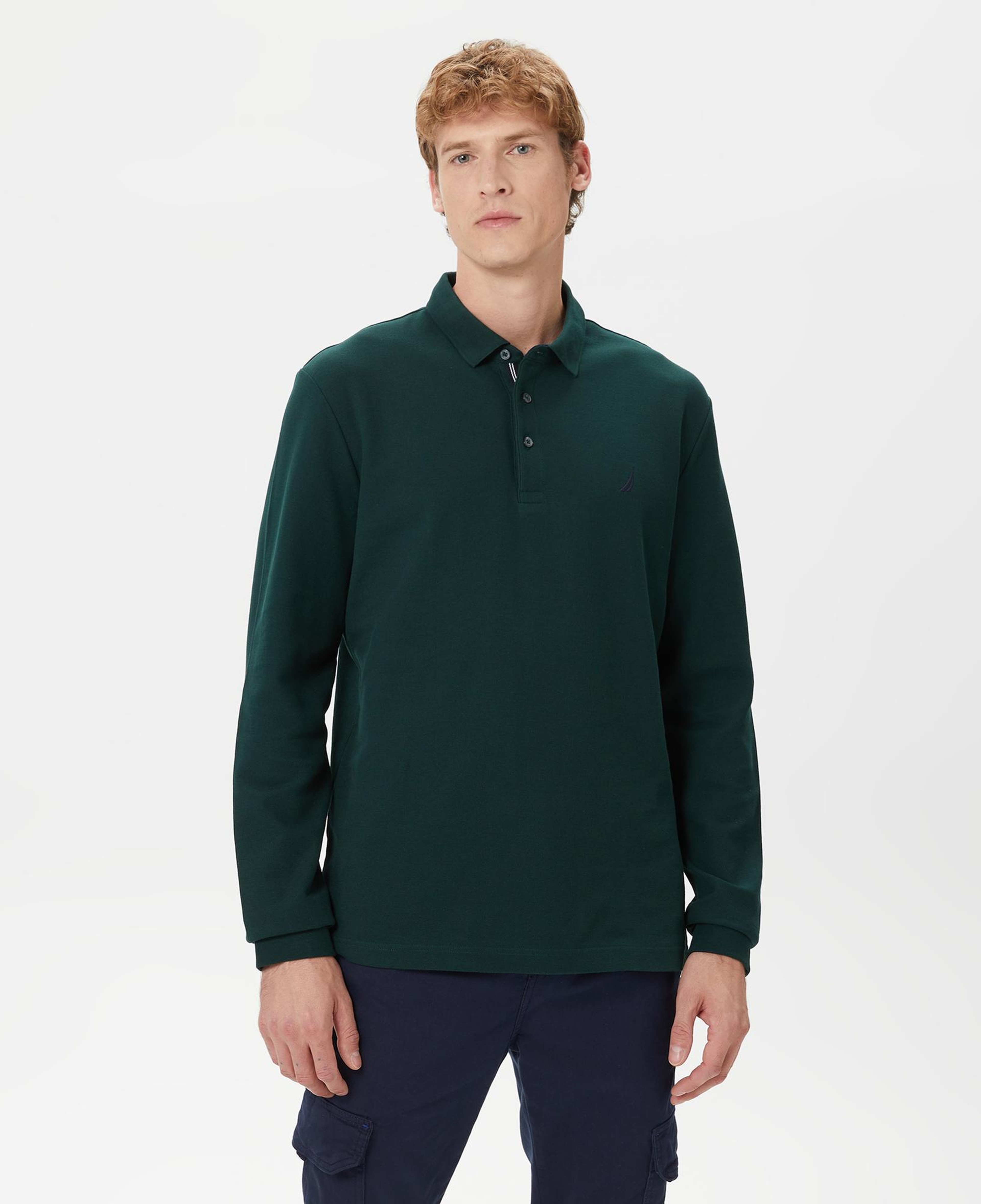 Nautica Erkek Yeşil Classic Fit Uzun Kollu Polo Yaka T-Shirt