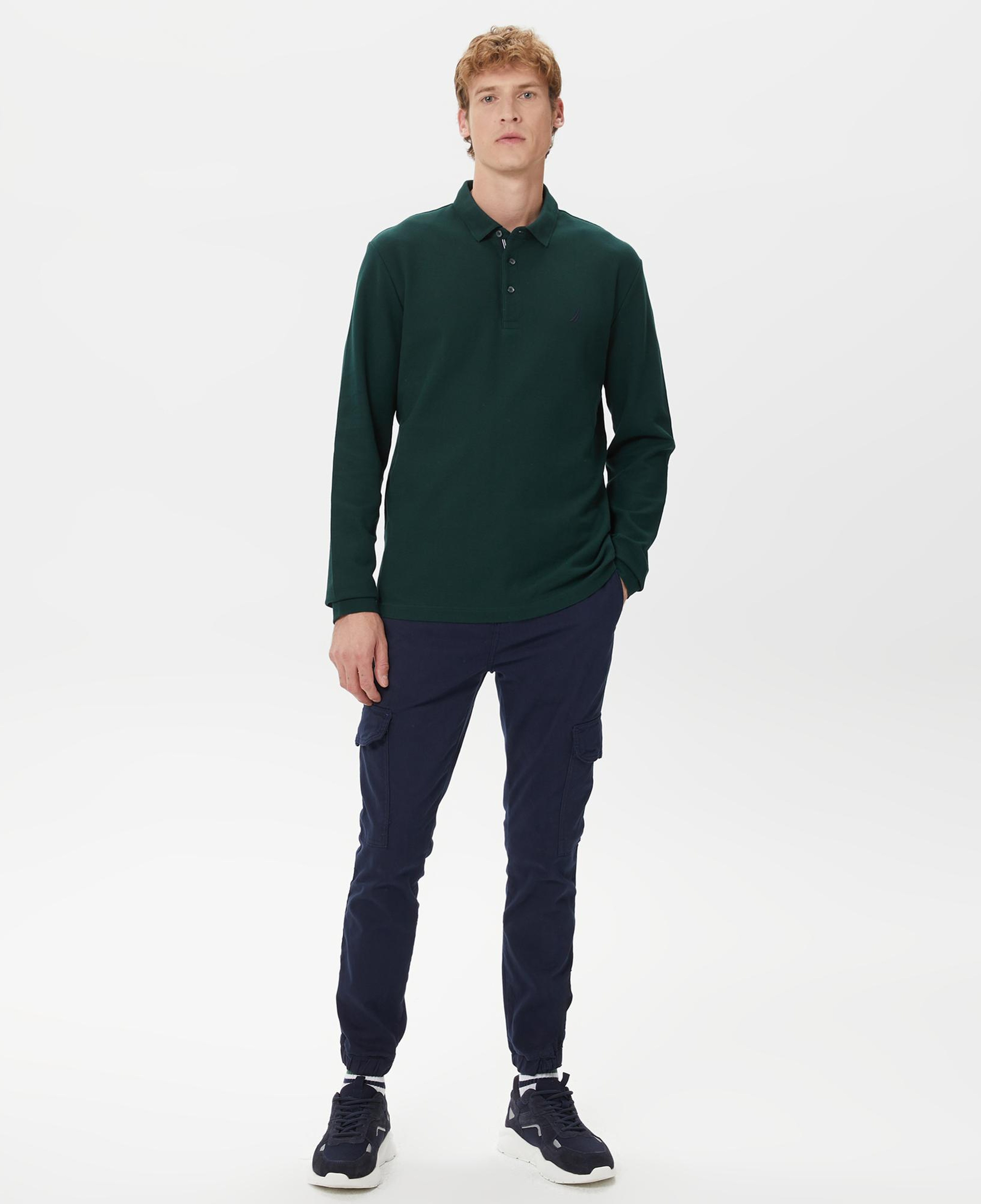 Nautica Erkek Yeşil Classic Fit Uzun Kollu Polo Yaka T-Shirt
