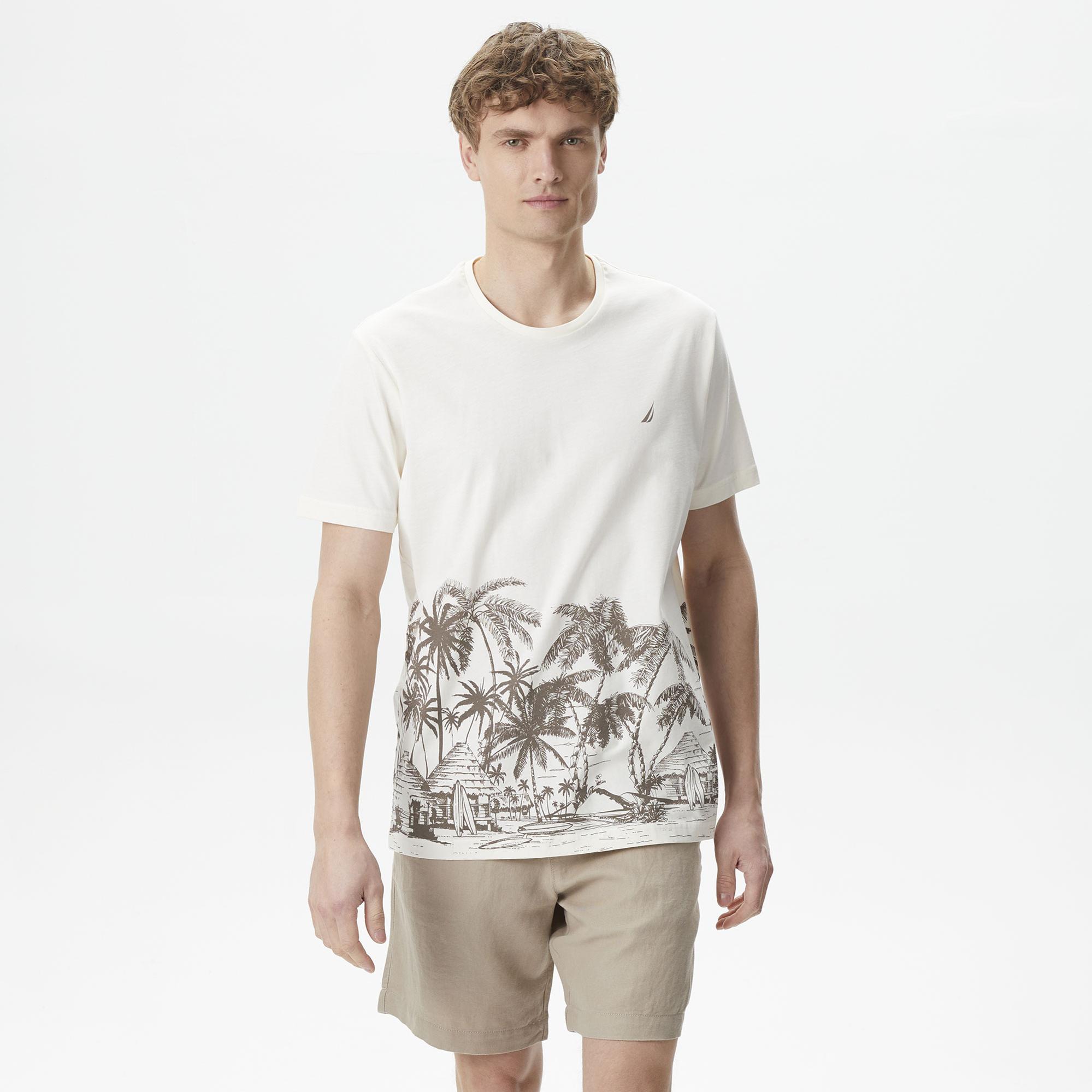 Nautica Erkek Kırık Beyaz Standart Fit T-Shirt