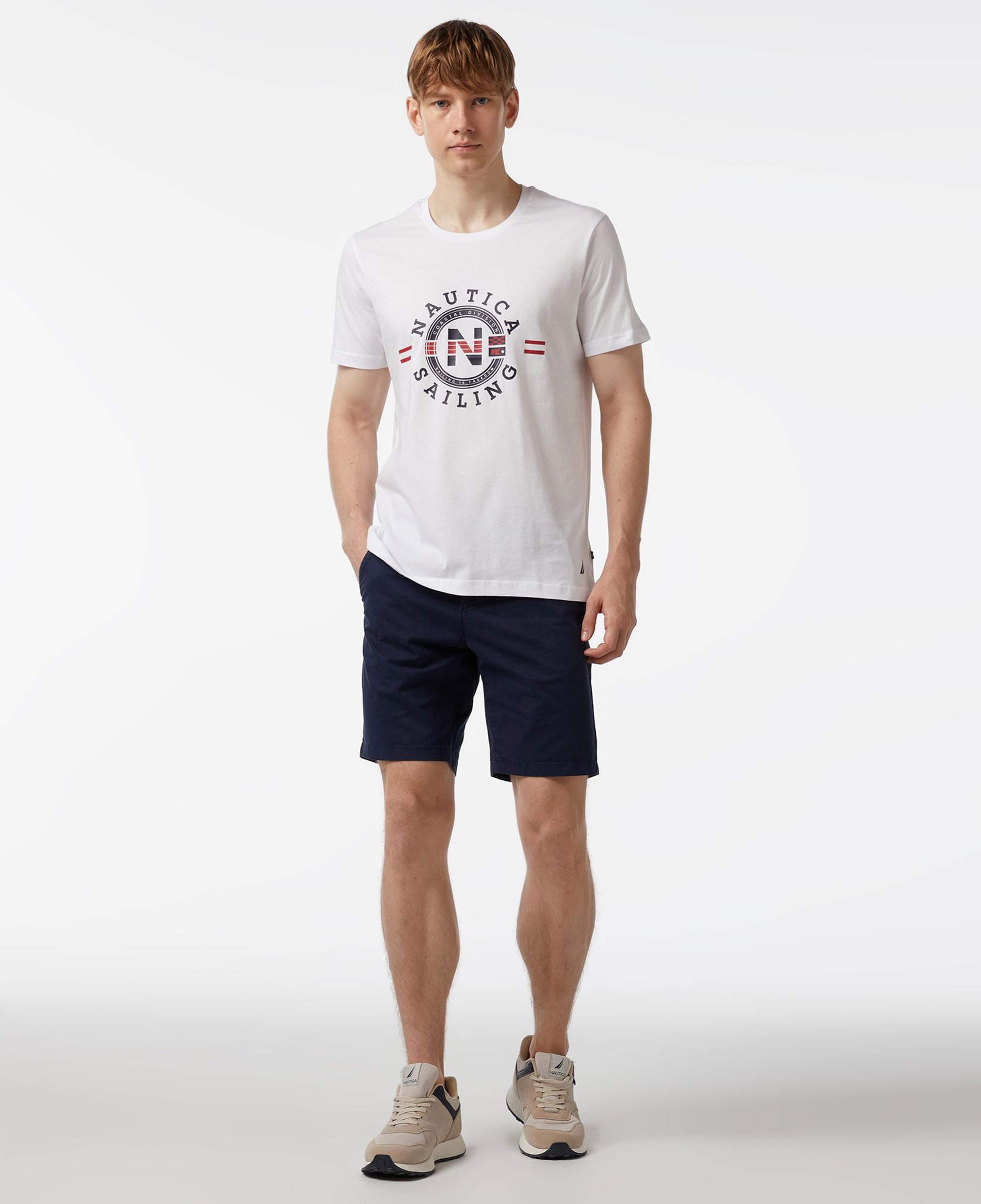 Nautica Erkek Lacivert Slim Fit Baskılı Bermuda